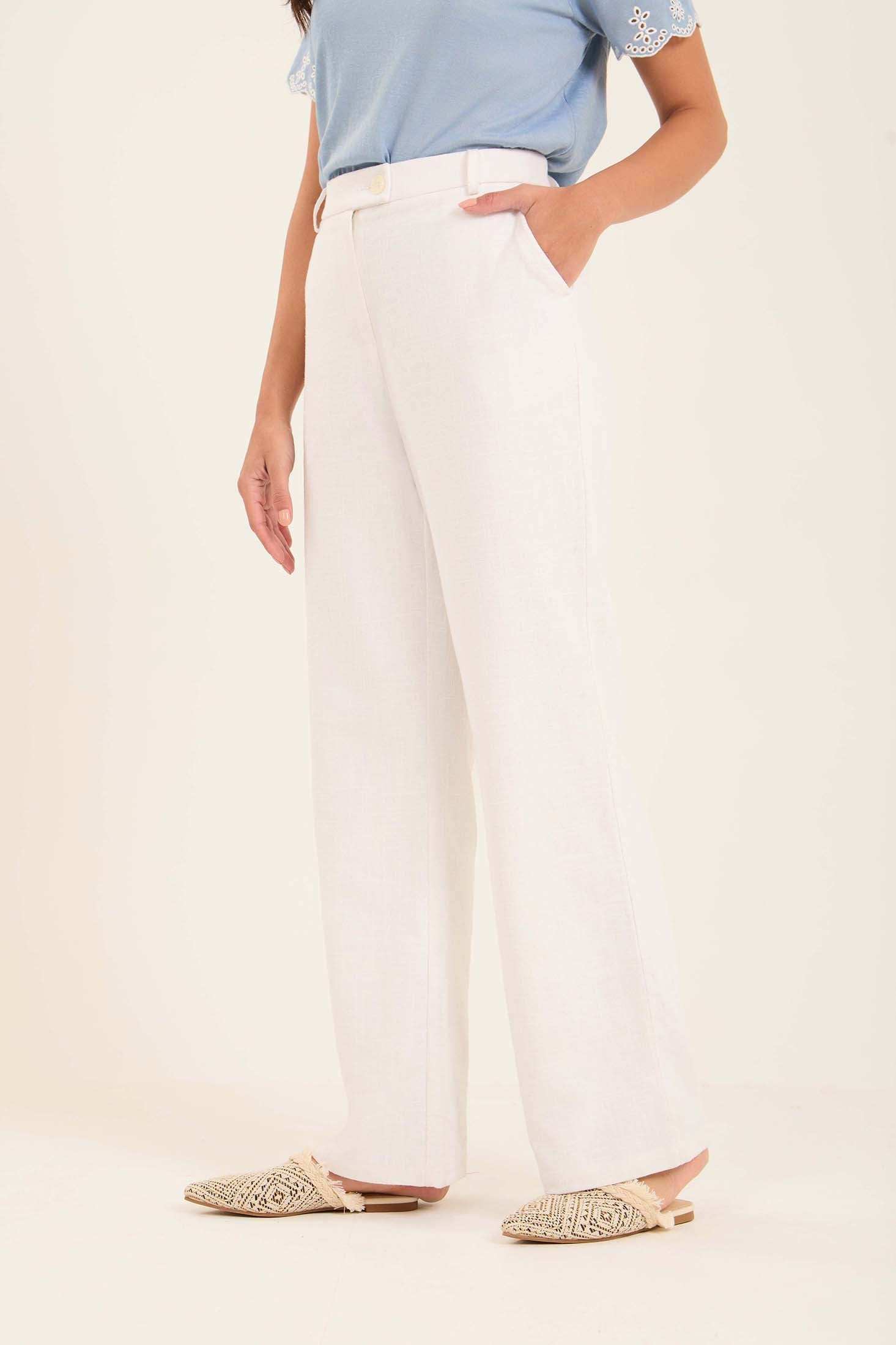 Classic Straight-Leg Linen Pants - Image 3