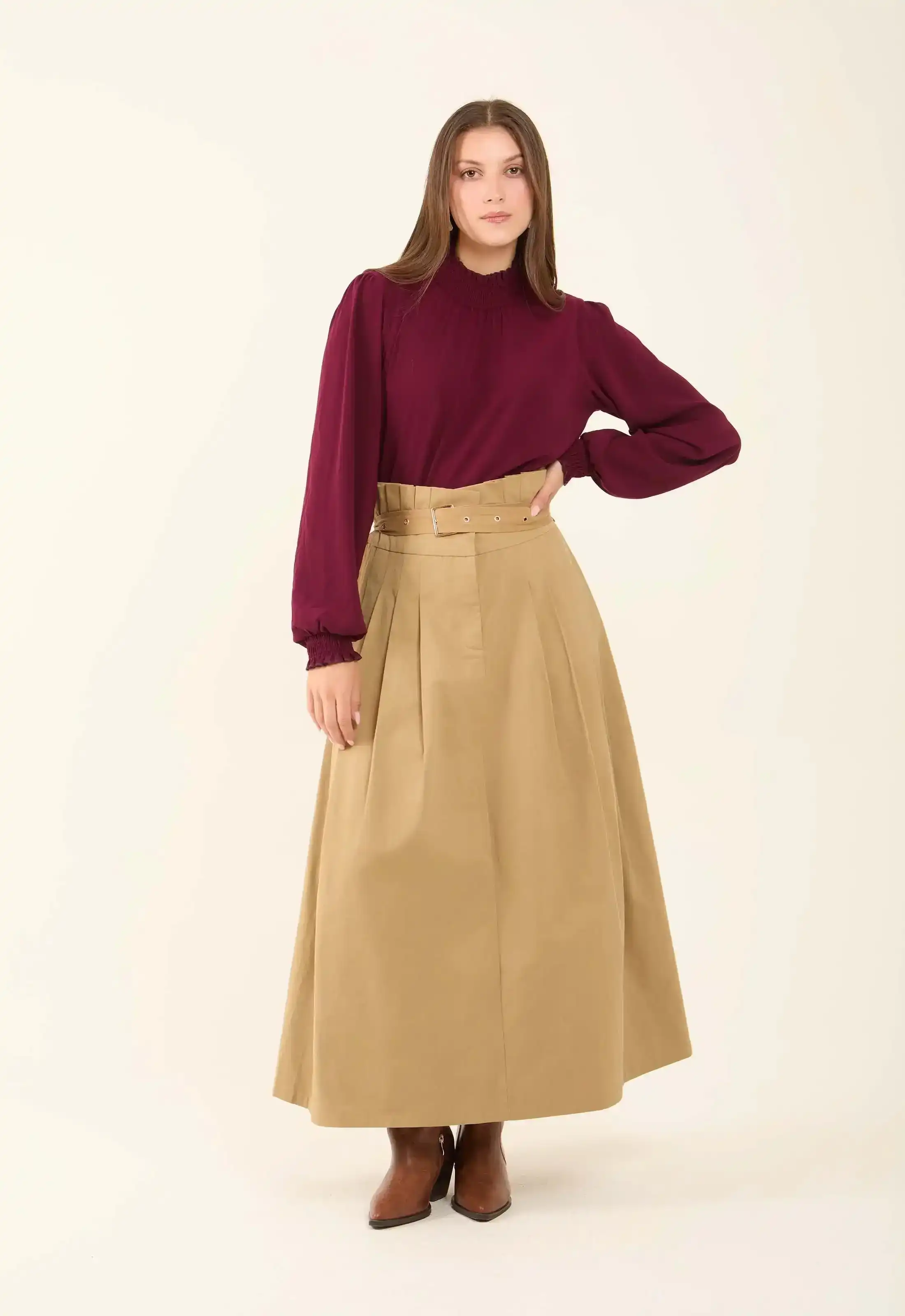 High-Waisted Belted Casual Skirt - Image 3