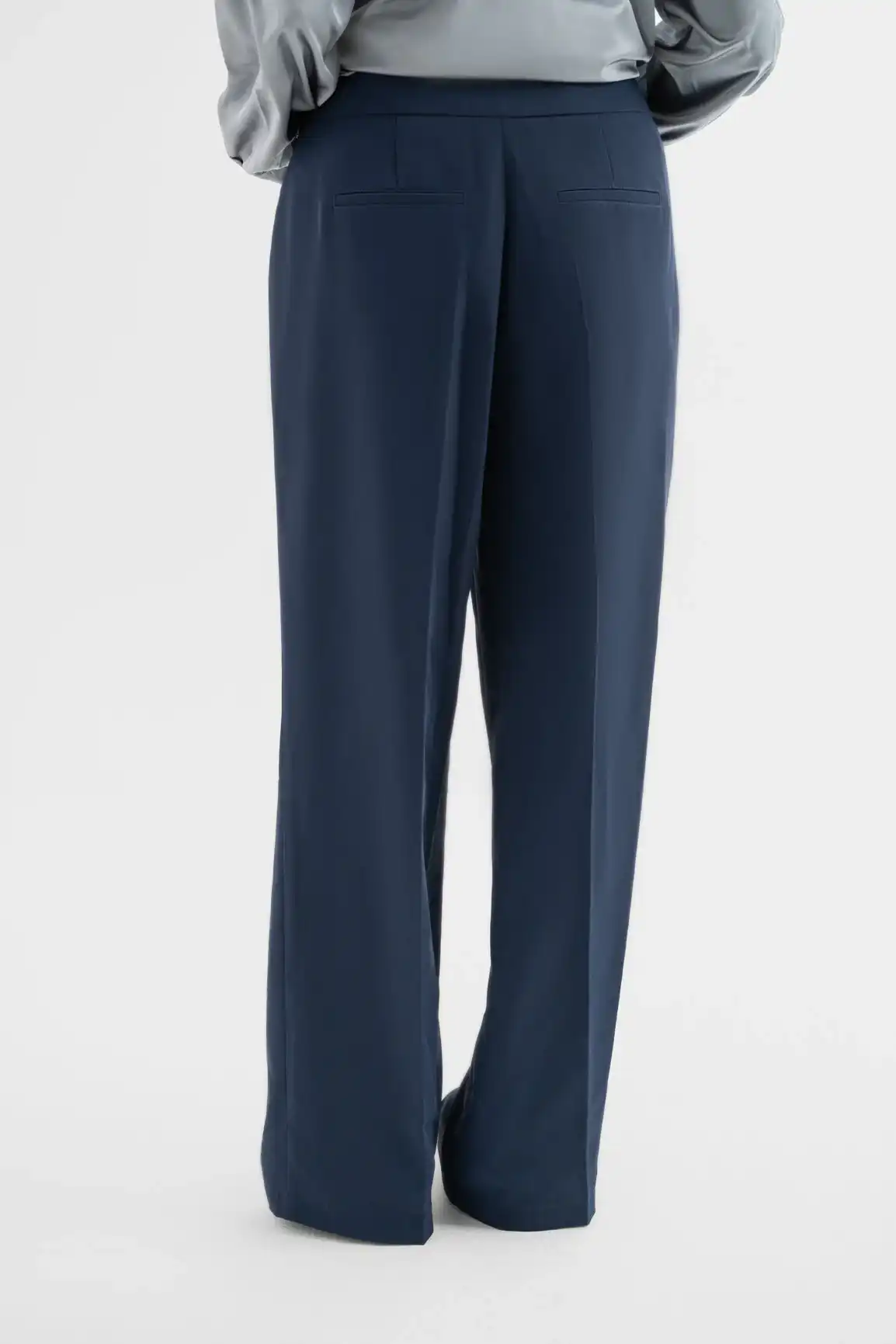 Navy High-Waisted Wide-Leg Trousers - Image 3