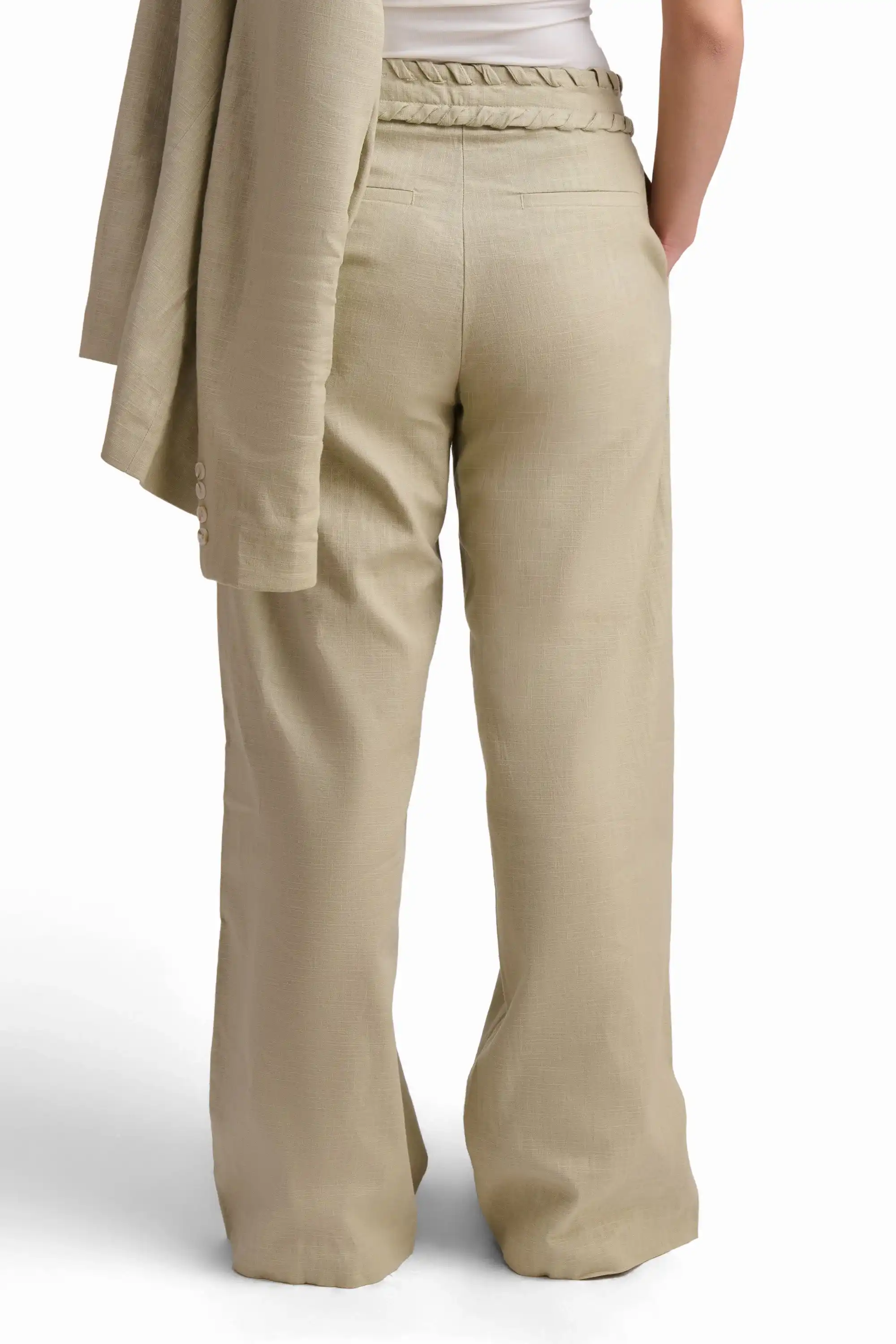 Beige Wide-Leg Trousers - Image 3