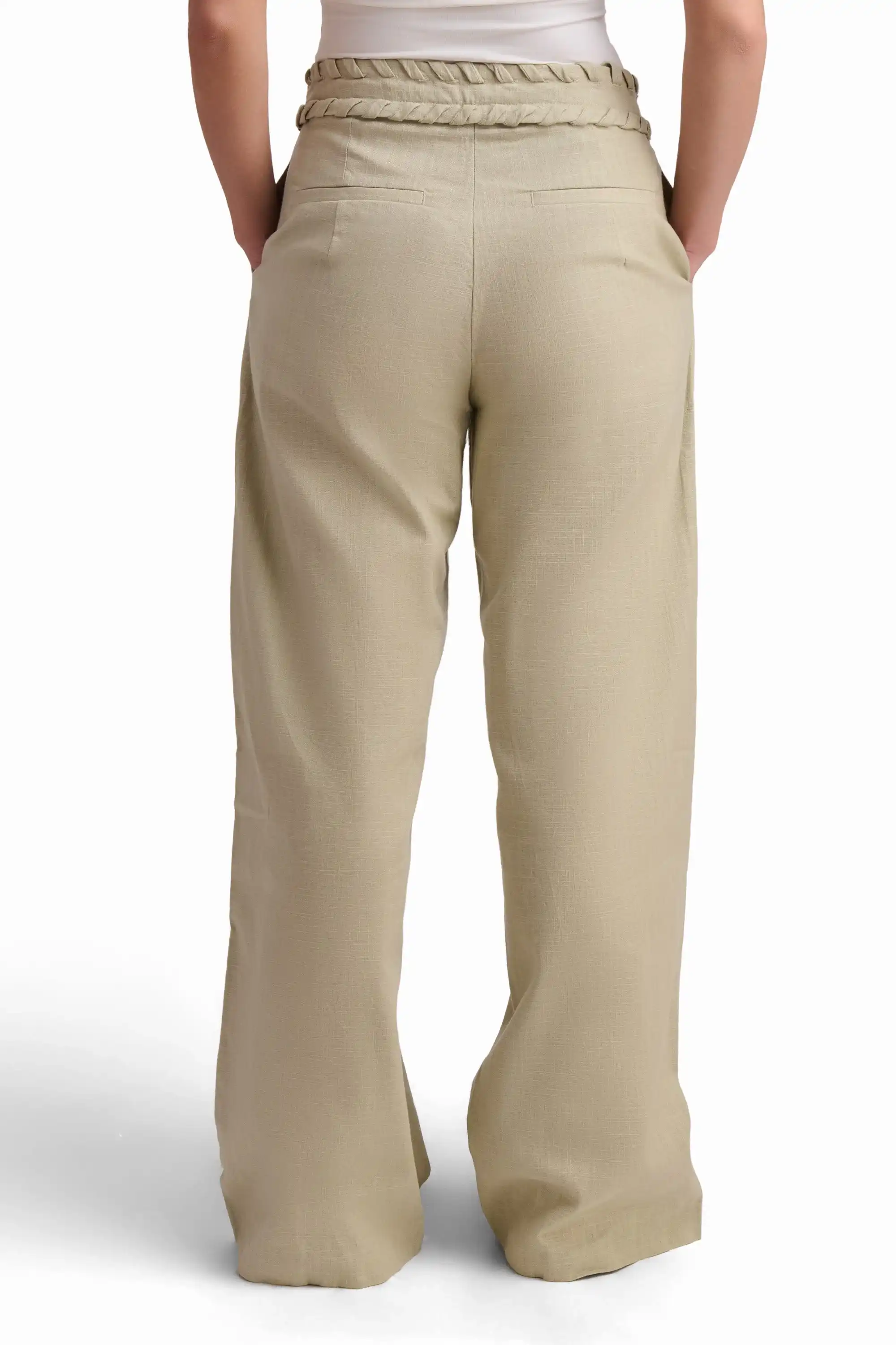Beige Wide-Leg Trousers - Image 4