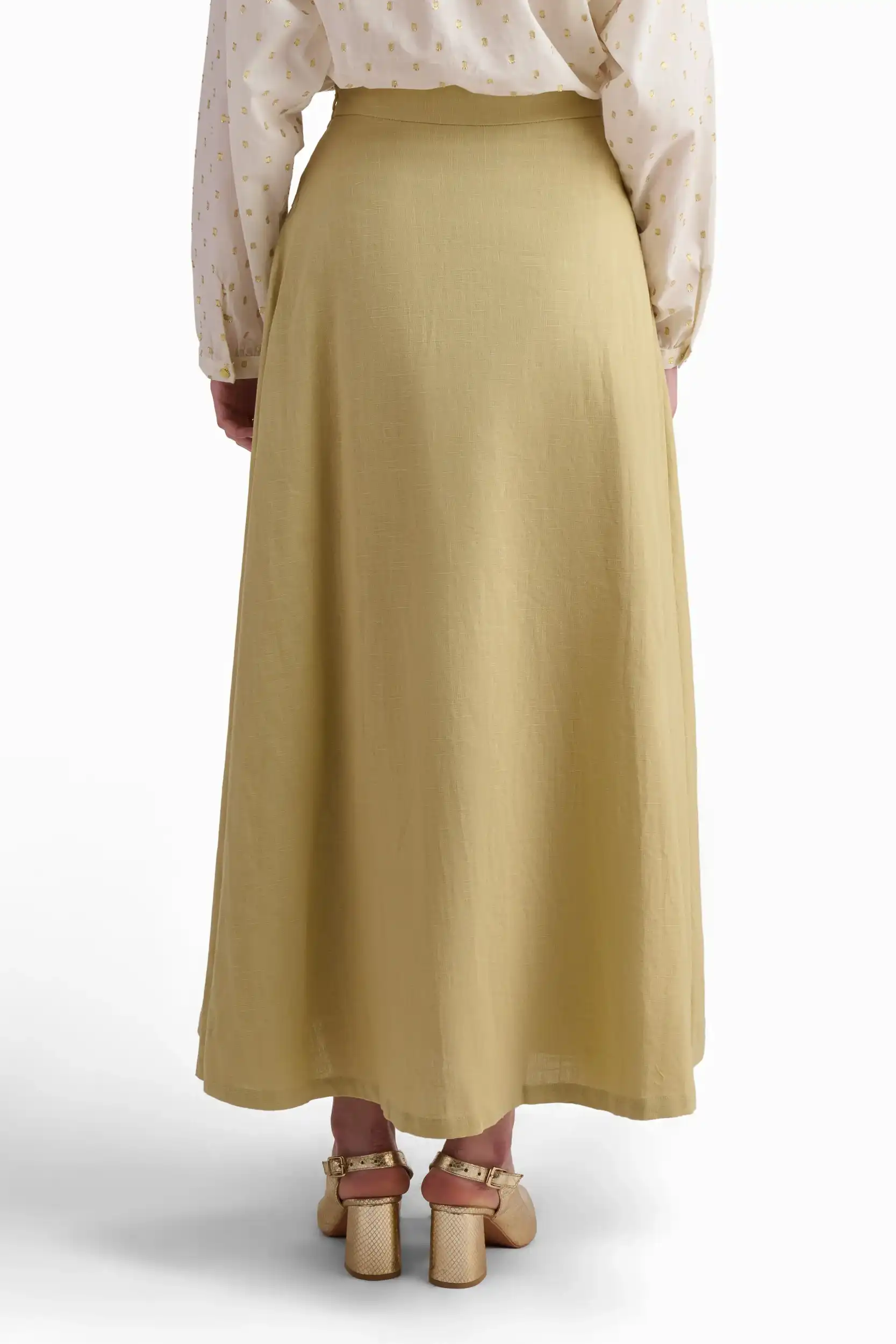 Embroidered Beige Maxi Skirt - Image 4