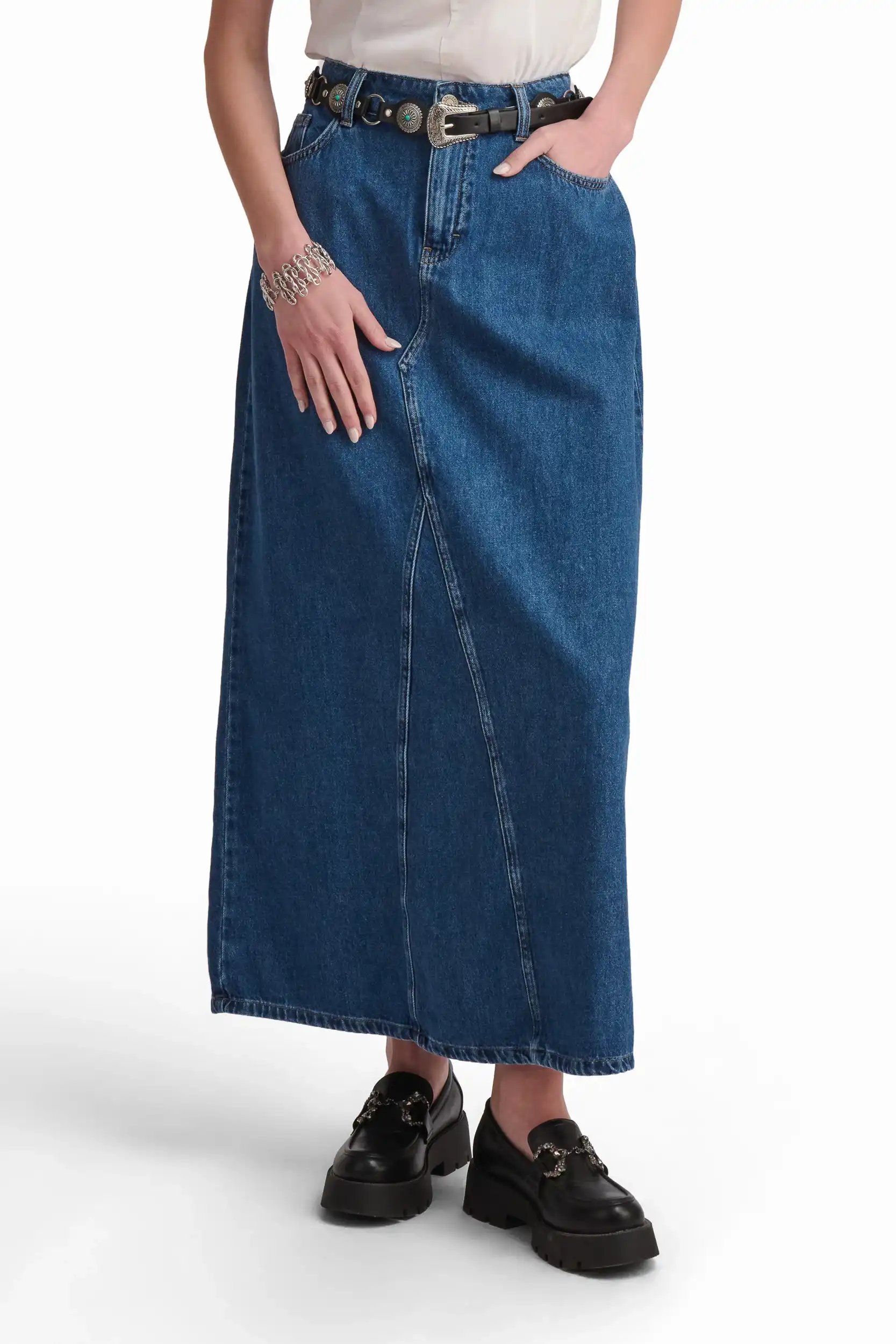 Denim Maxi Skirt - Image 2