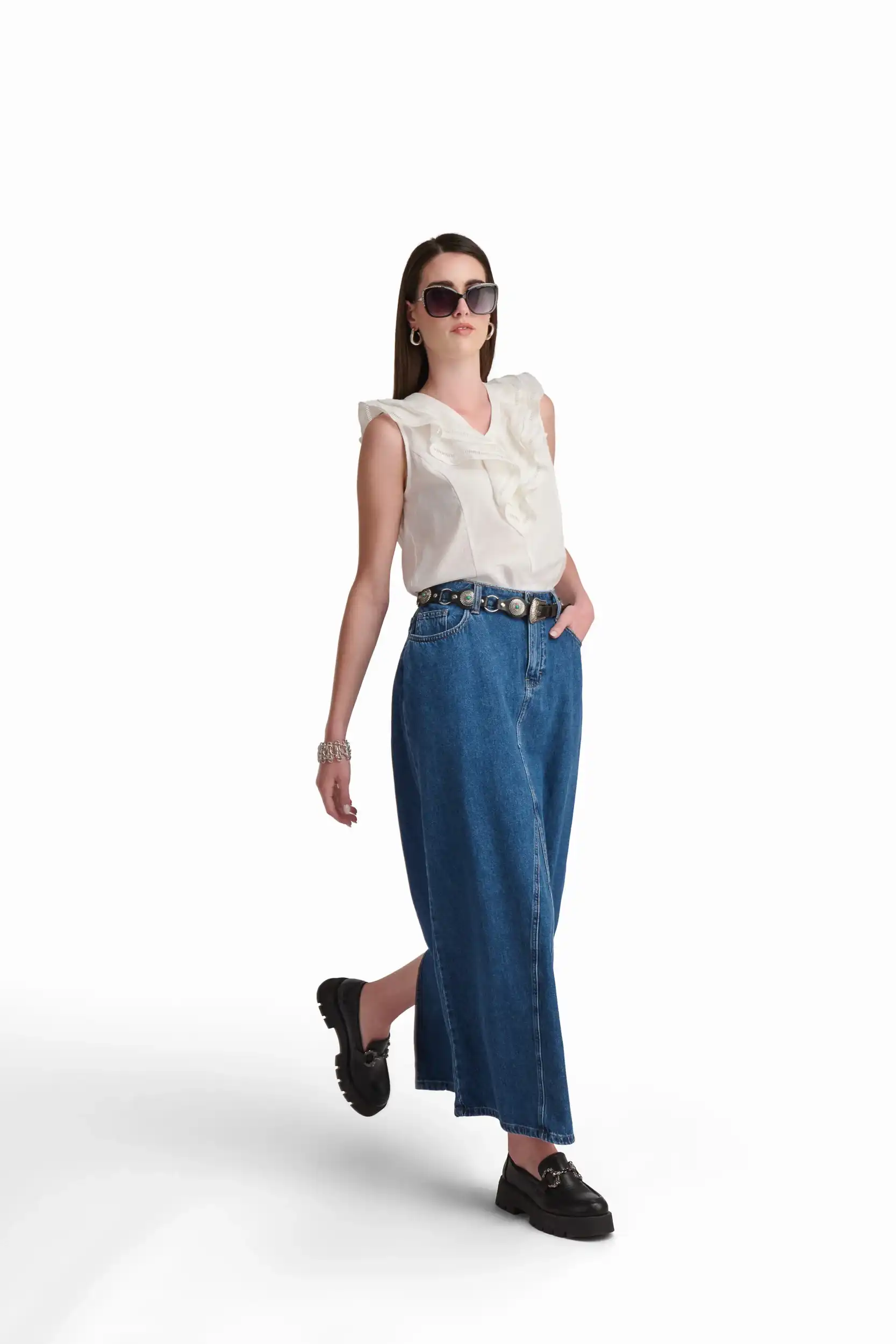 Denim Maxi Skirt - Image 5