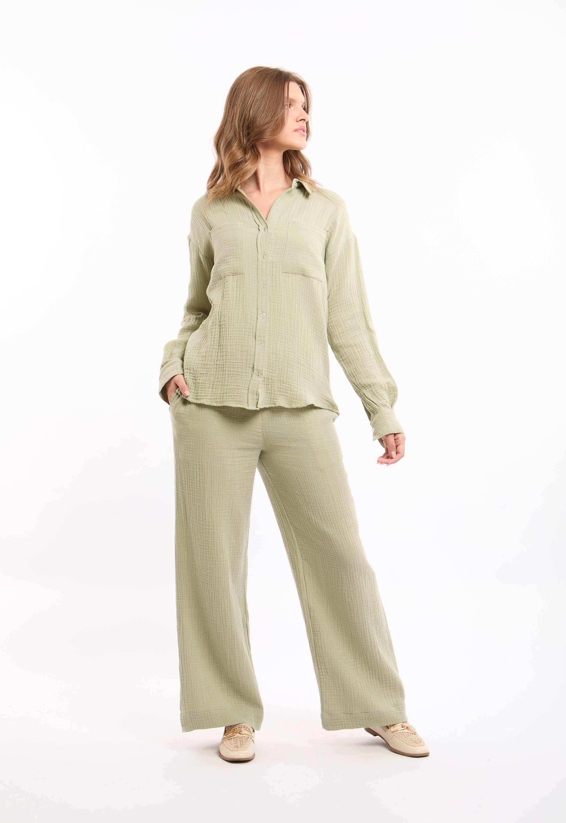 Textured Cotton Shirt with Front Pockets - Image 5