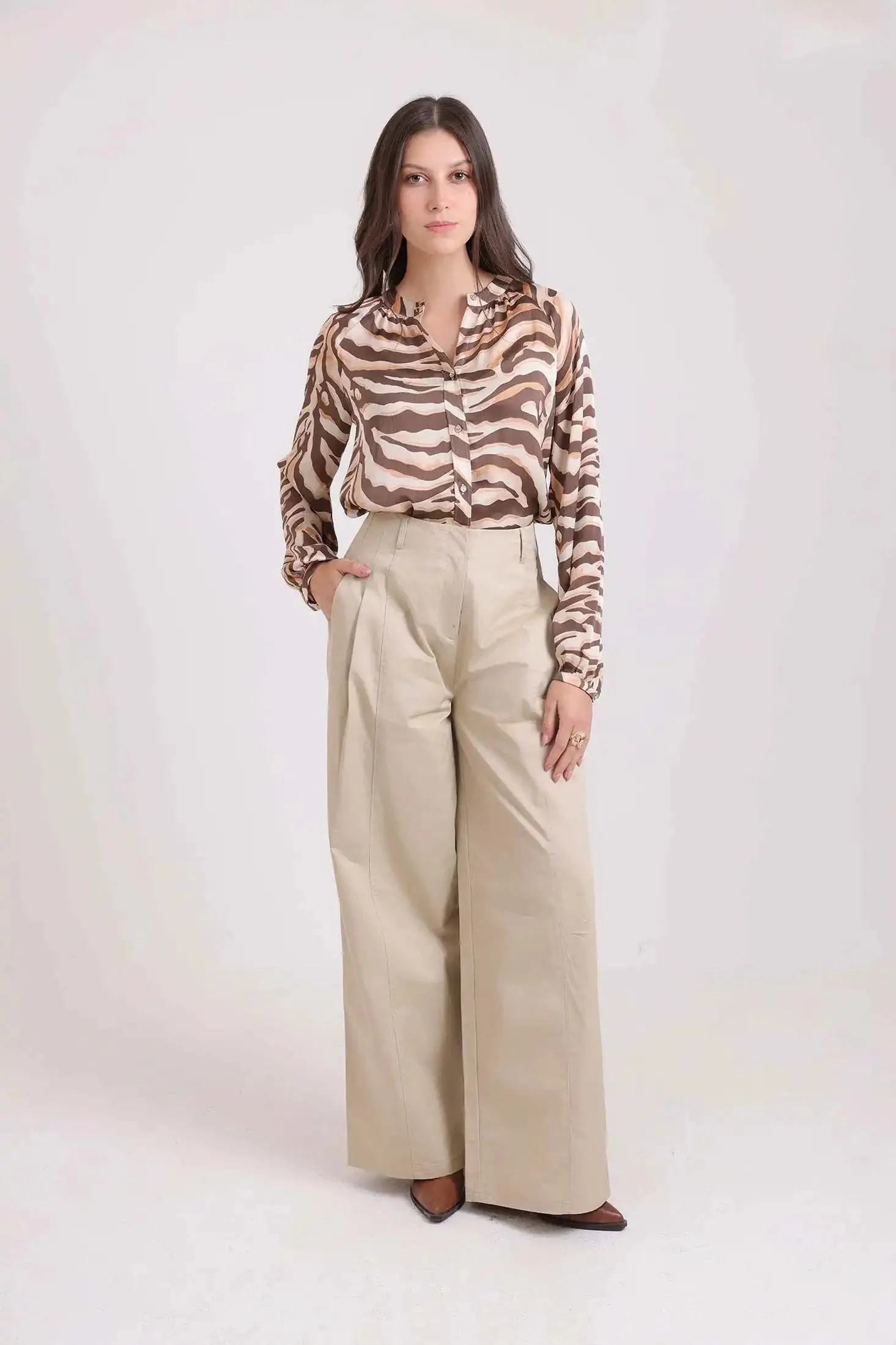 Long Sleeves Bi-Tone Zebra Shirt