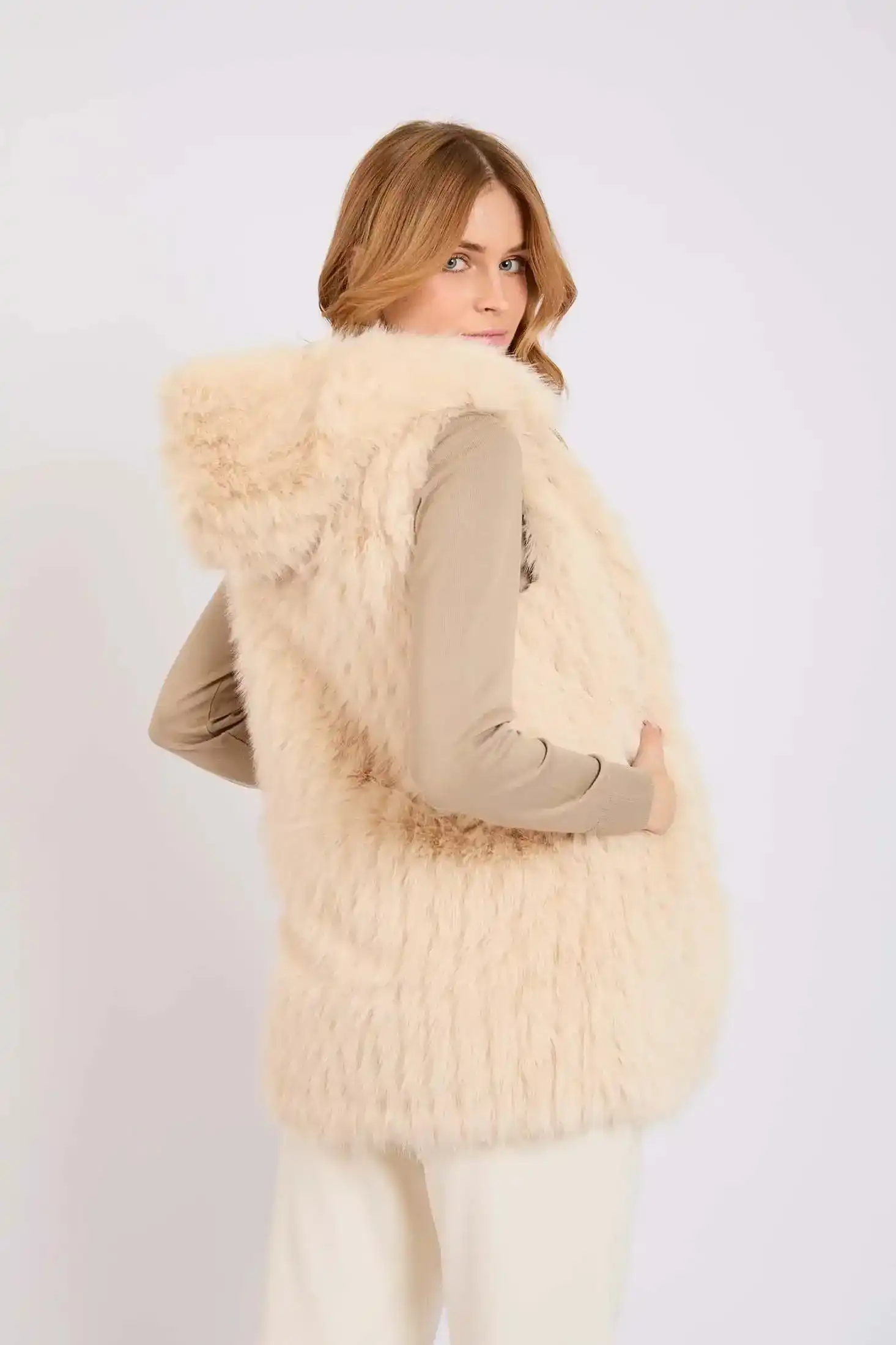 Women Regular Fit Vest Beige - Image 5