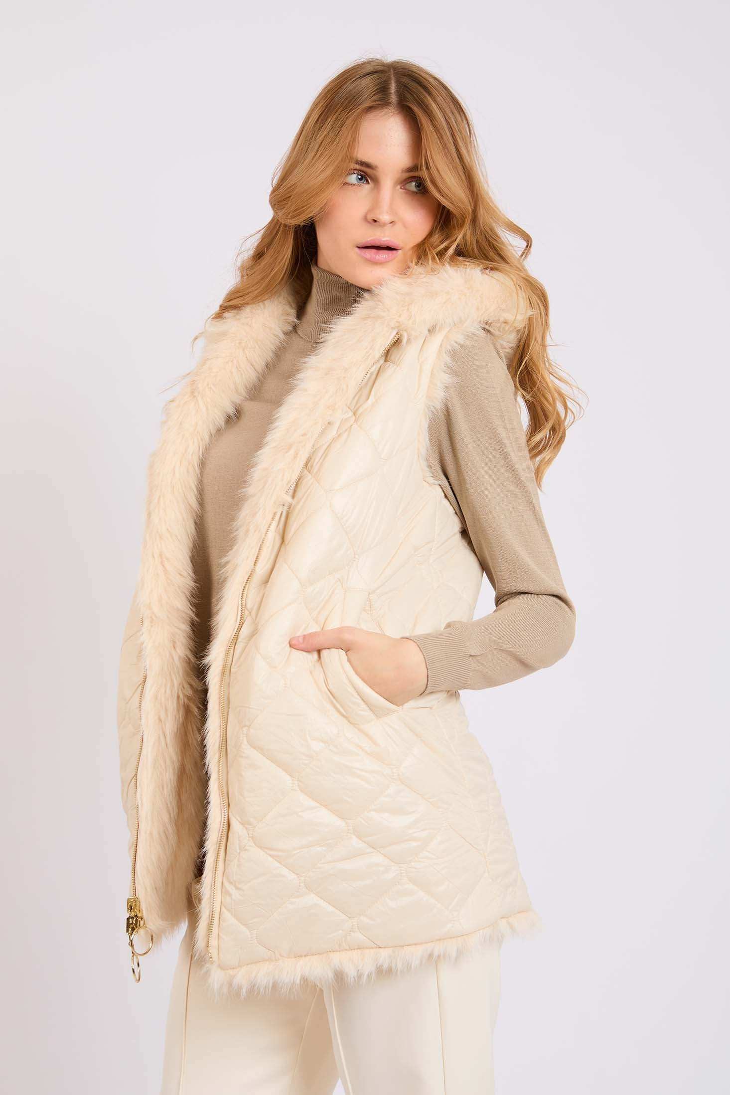 Women Regular Fit Vest Beige - Image 6