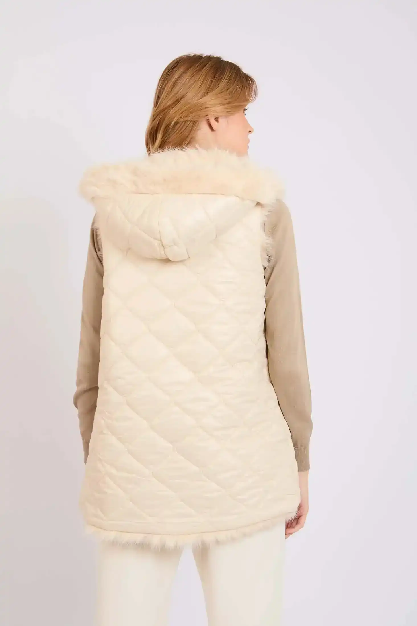 Women Regular Fit Vest Beige - Image 8