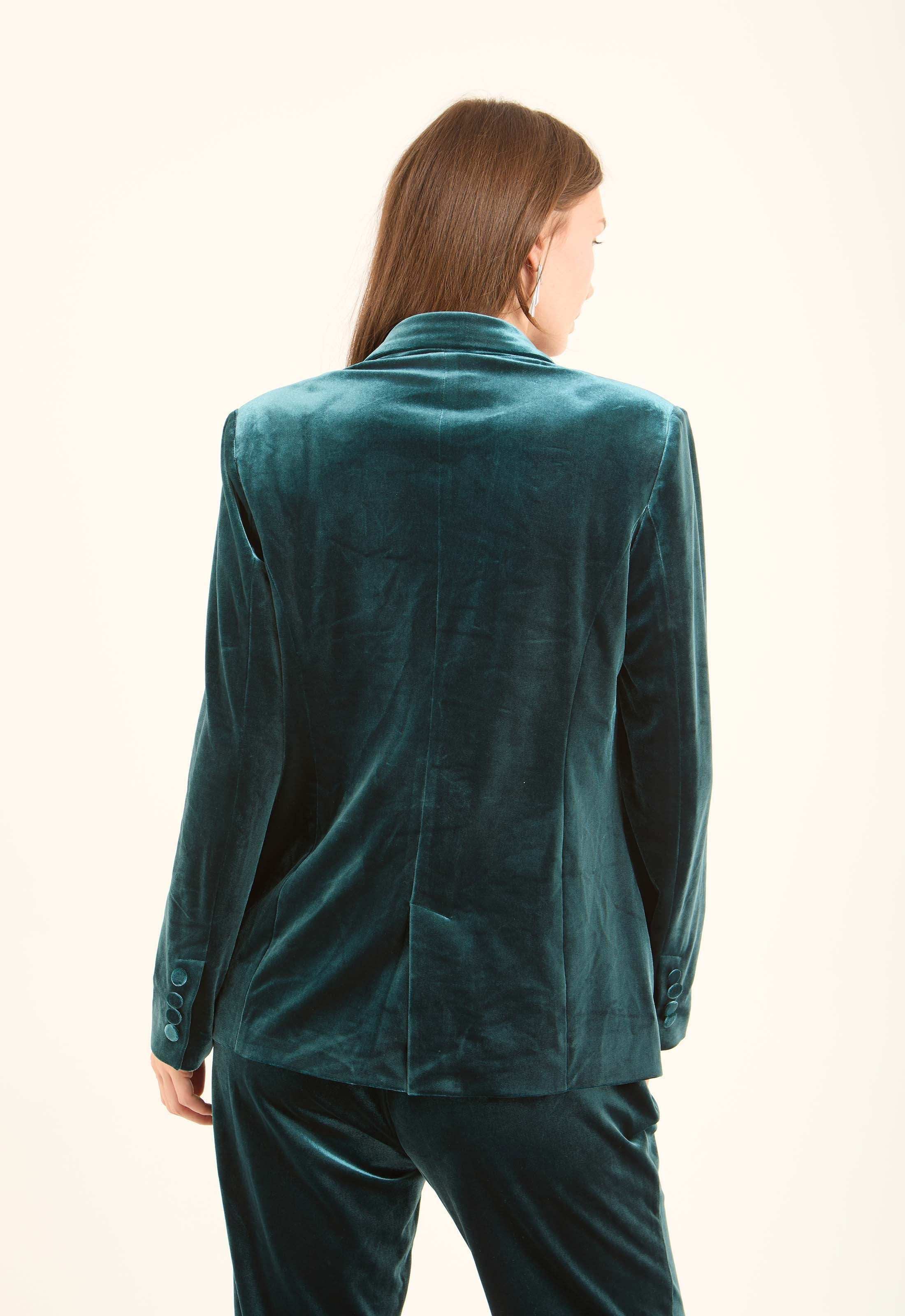 Velvet Single-Breasted Blazer - Image 4
