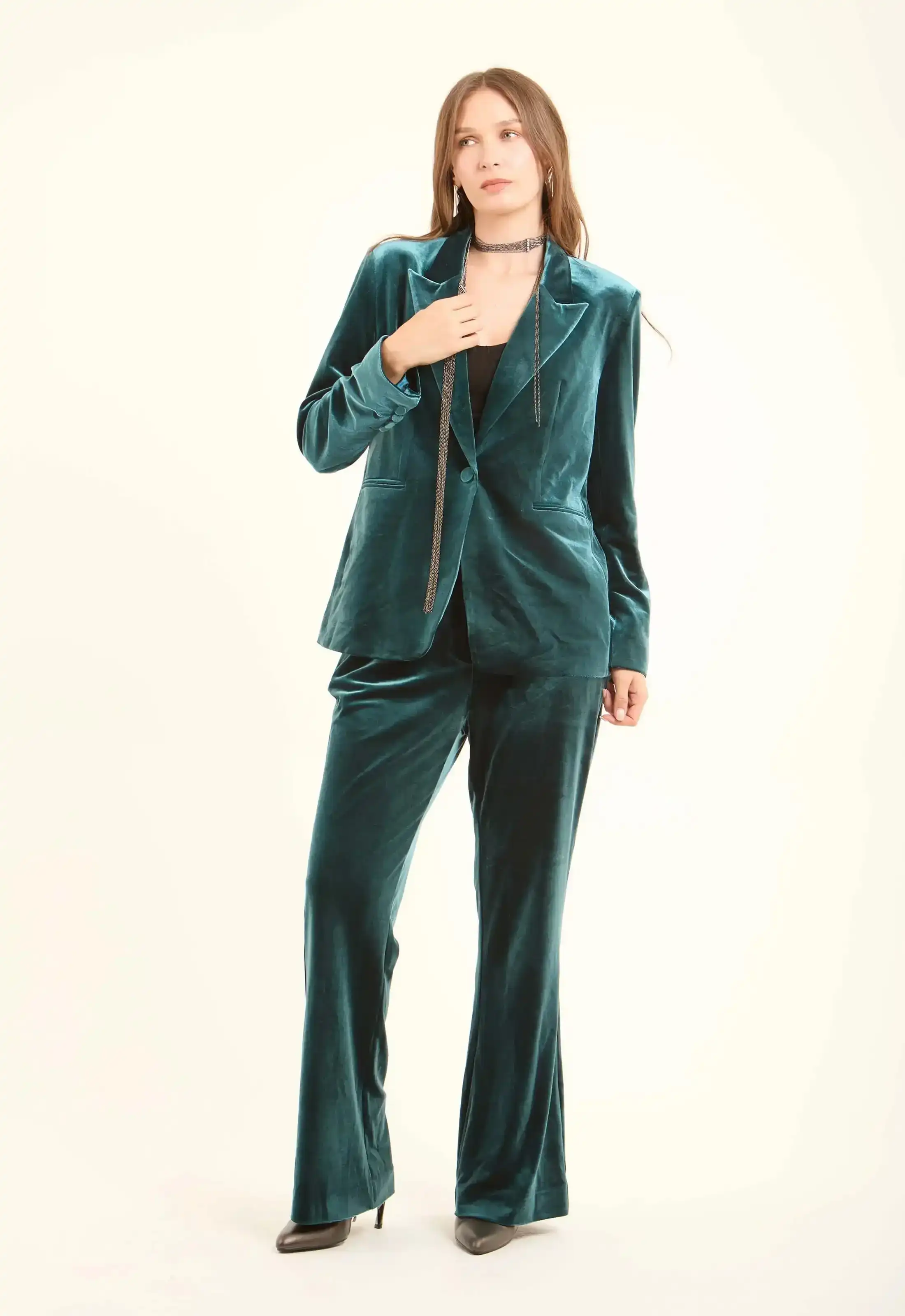 Velvet Single-Breasted Blazer - Image 5