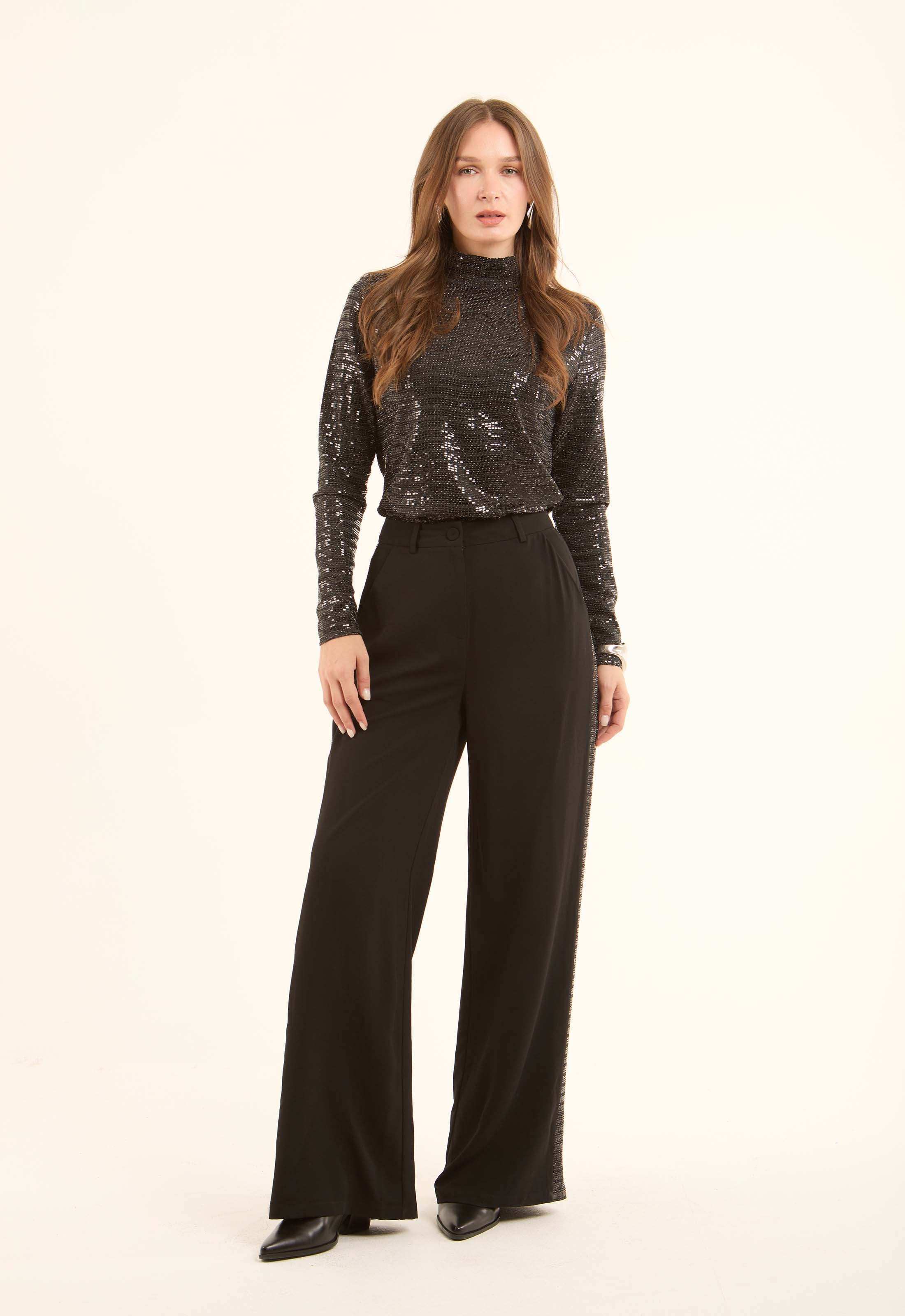 Shiny Self Sequins Long Sleeves Evening Top - Image 7