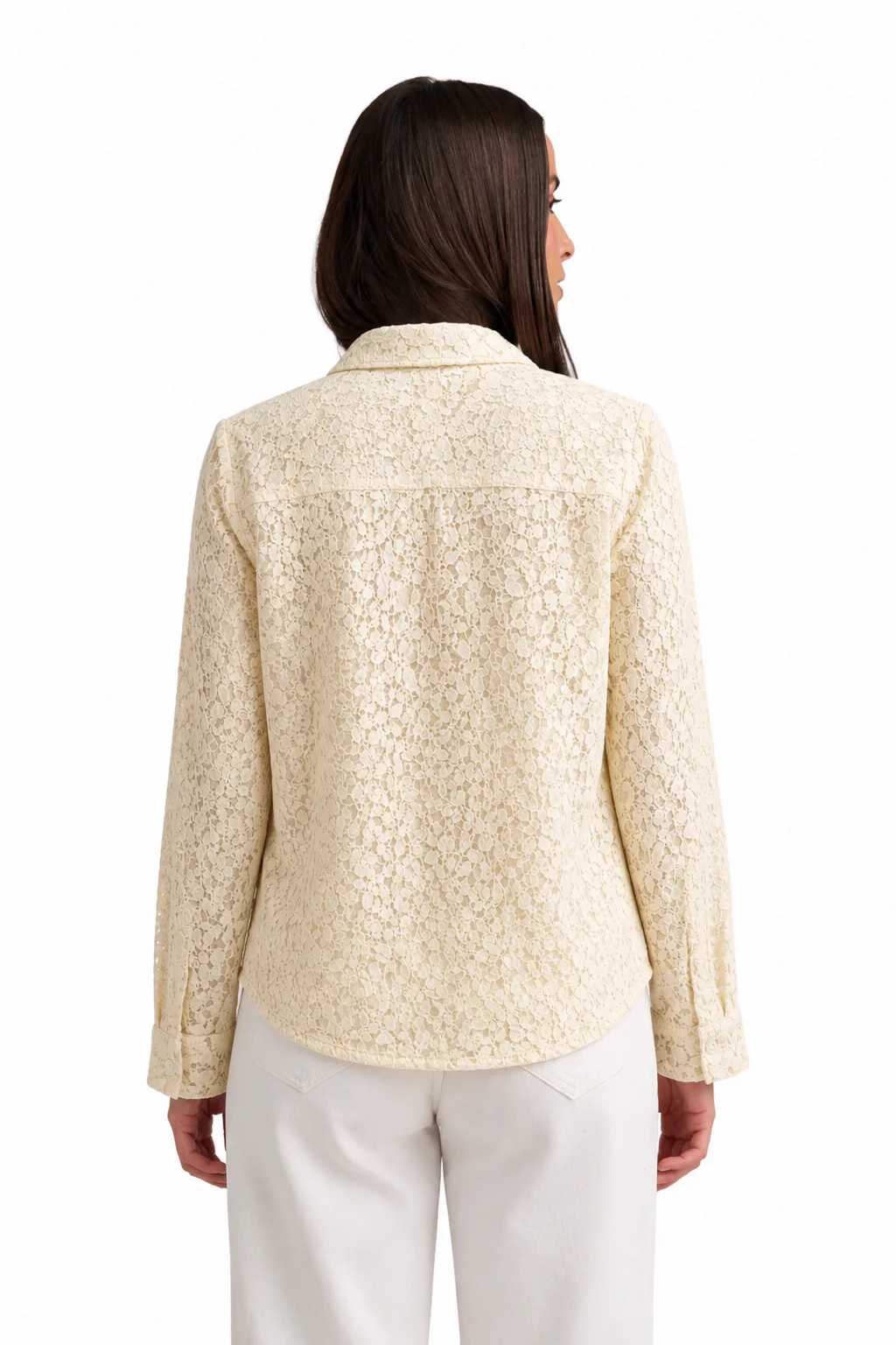 Beige Lace Button Shirt - Image 3