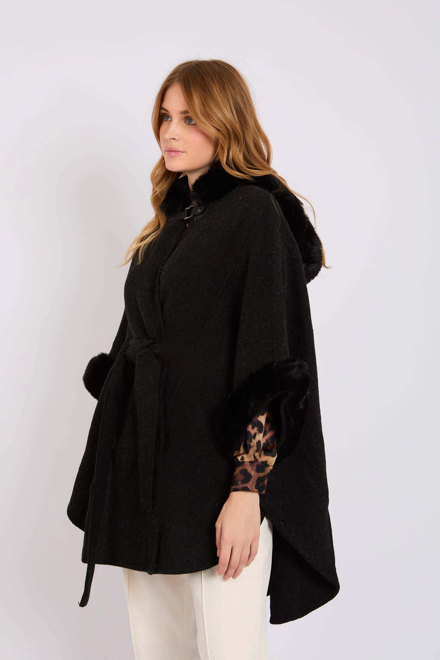 Women Regular Fit Poncho Black - Image 3