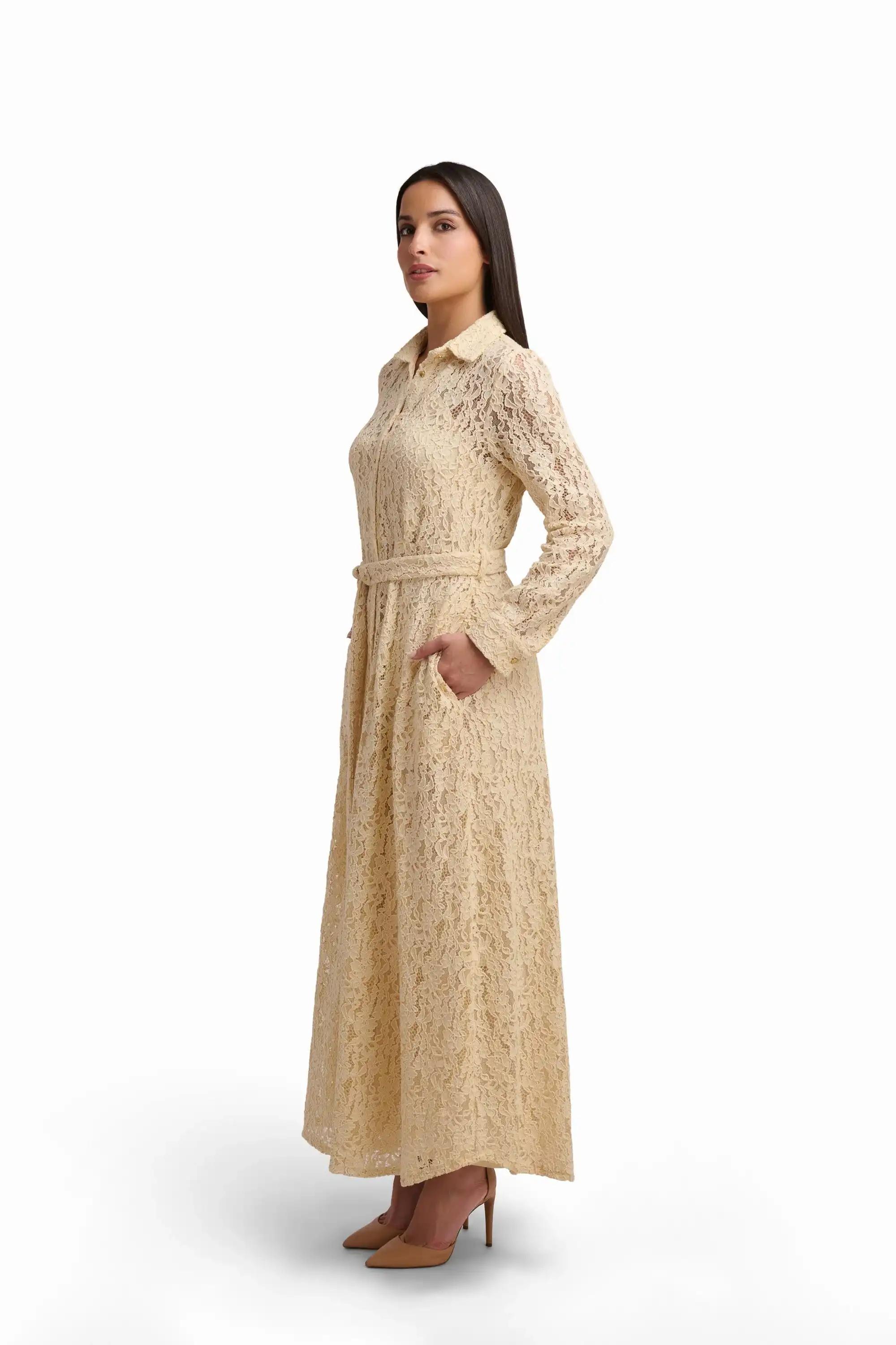 Lace Belted Maxi Dress - Image 2