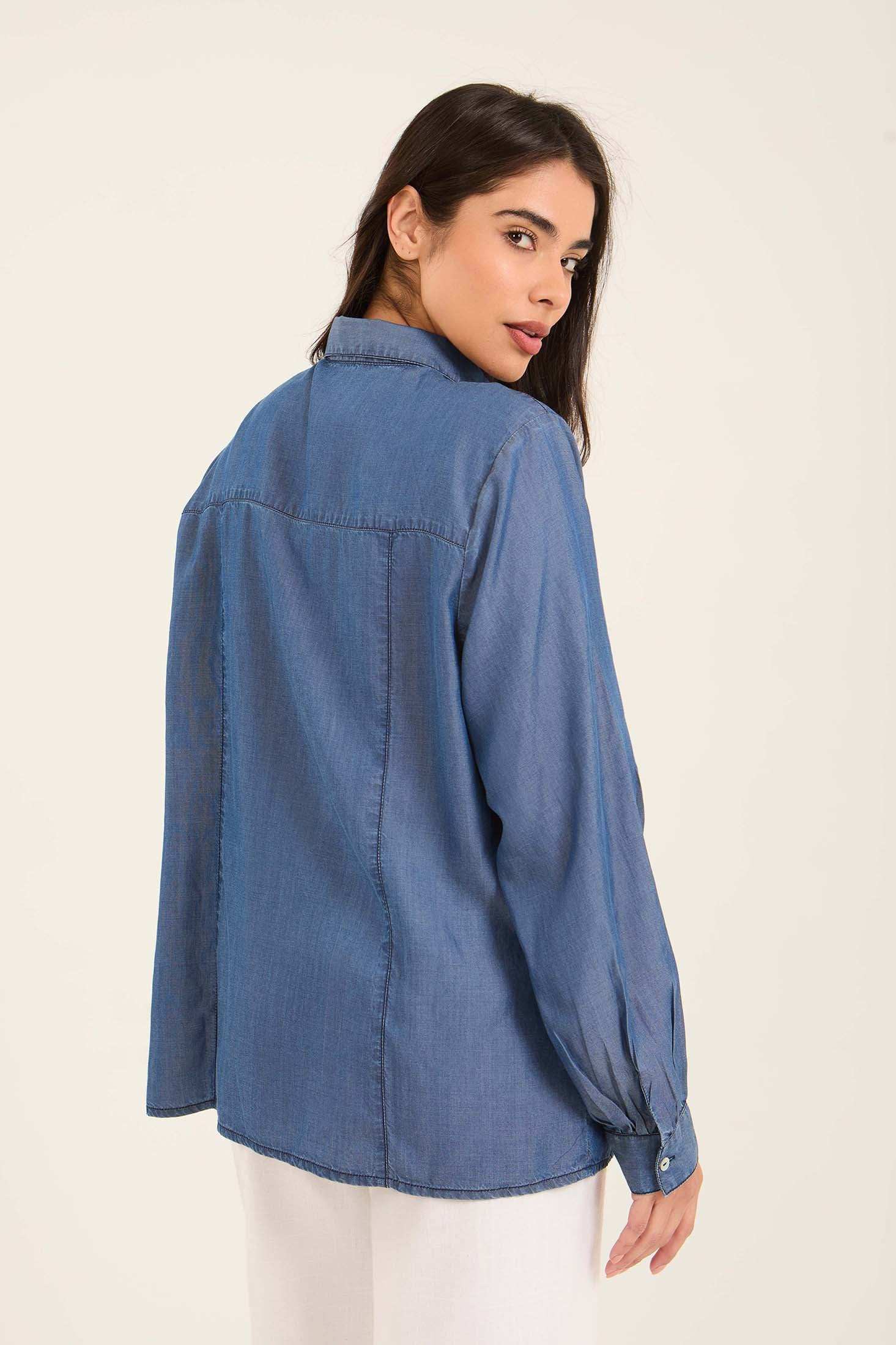 Embroidered-Collar Viscose Shirt - Image 2