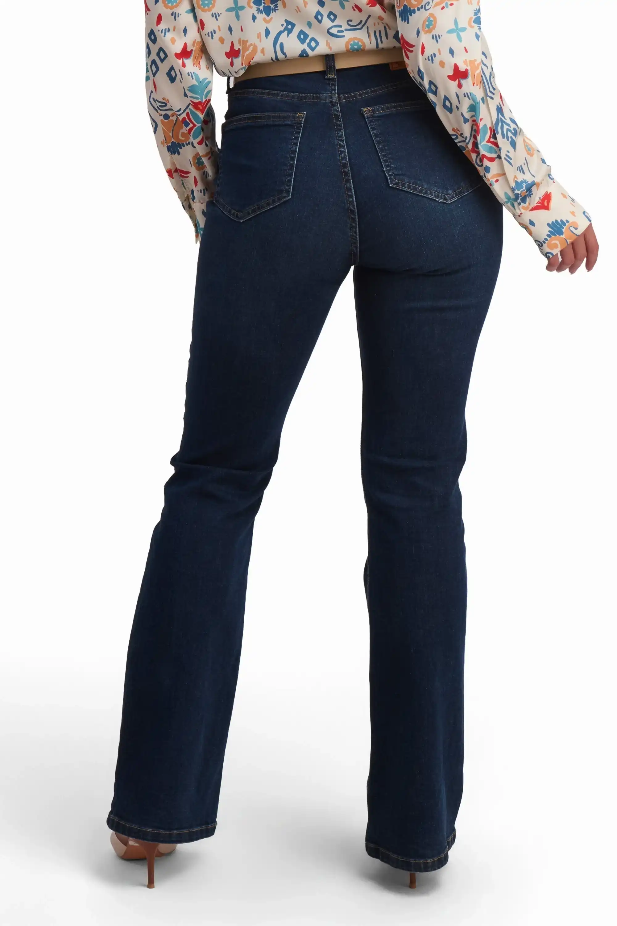 Dark Blue Bootcut Cotton Jeans - Image 3