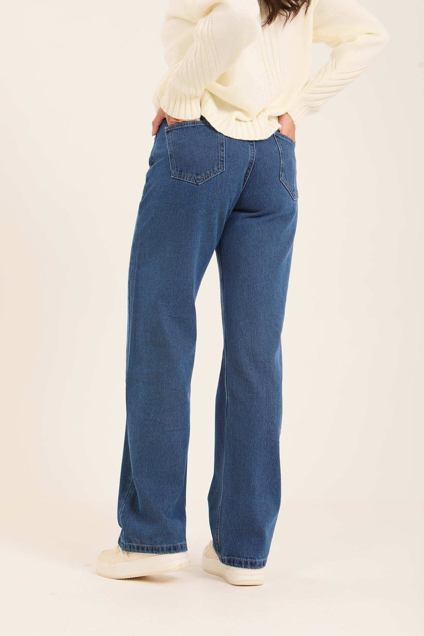 Blue Wide-Leg Denim Jeans - Image 3