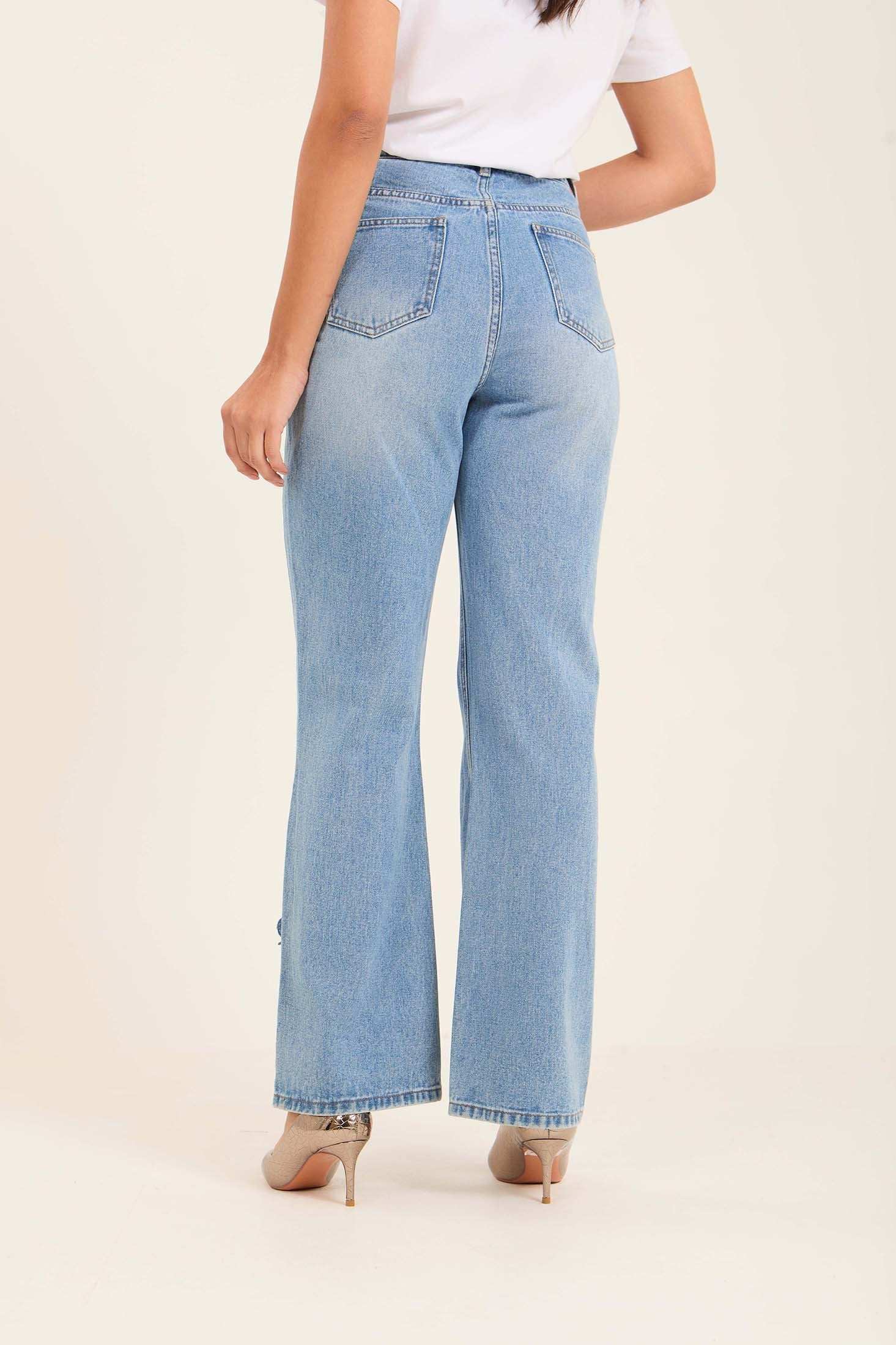 Embroidered Hem Straight-Leg Jeans - Image 5