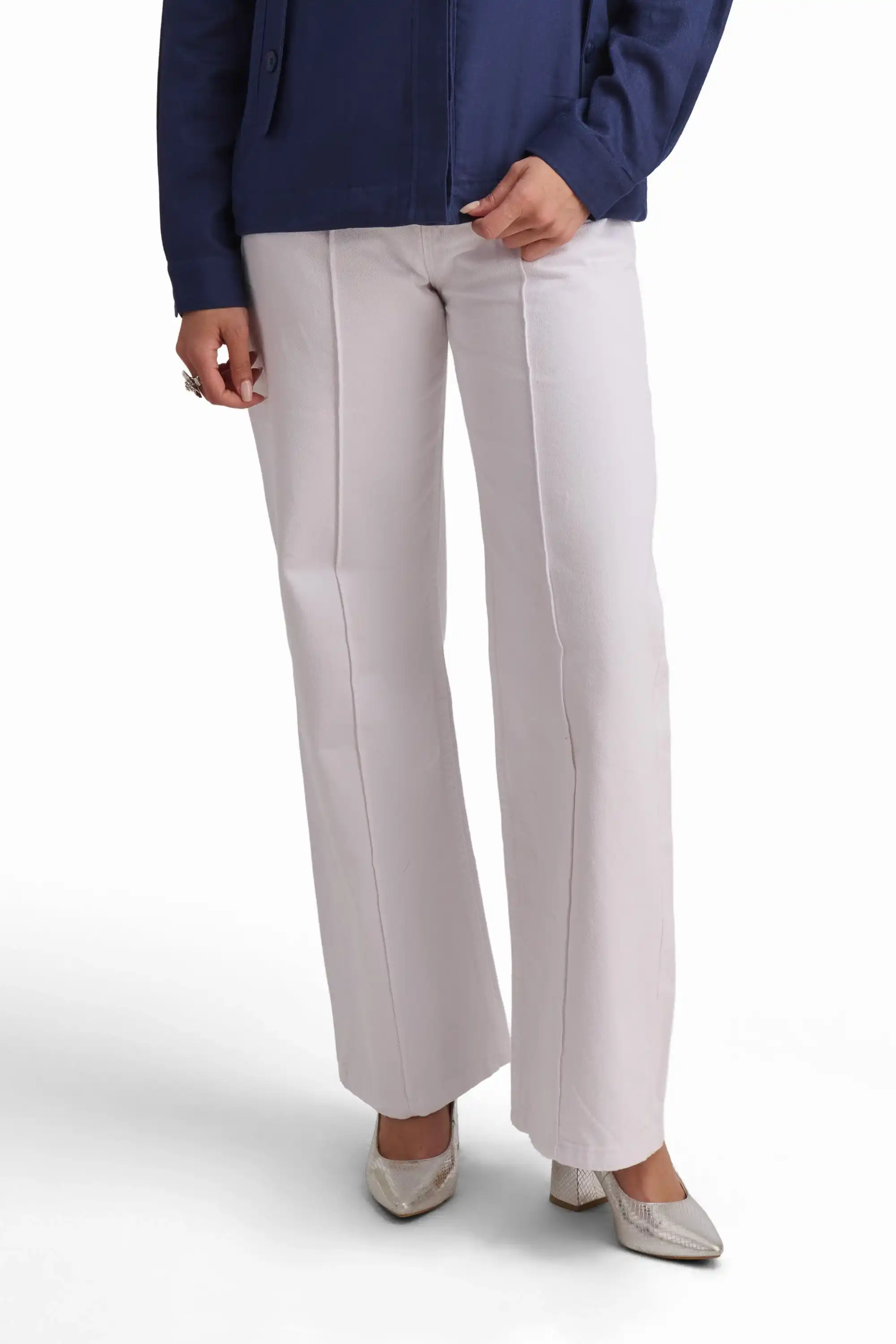 White Wide-Leg Trousers - Image 3