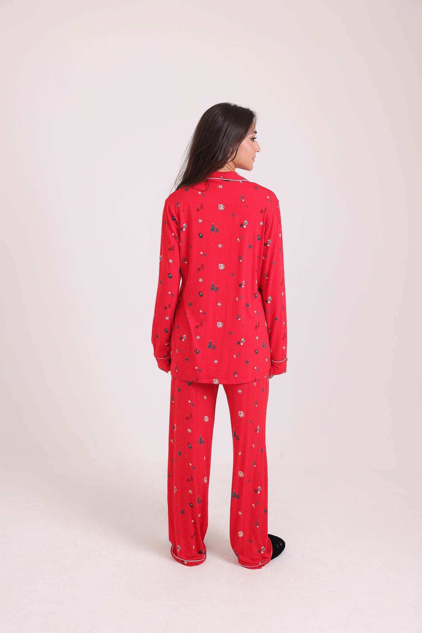 Christmas Pattern Long Sleeves Pajama Set - Image 4