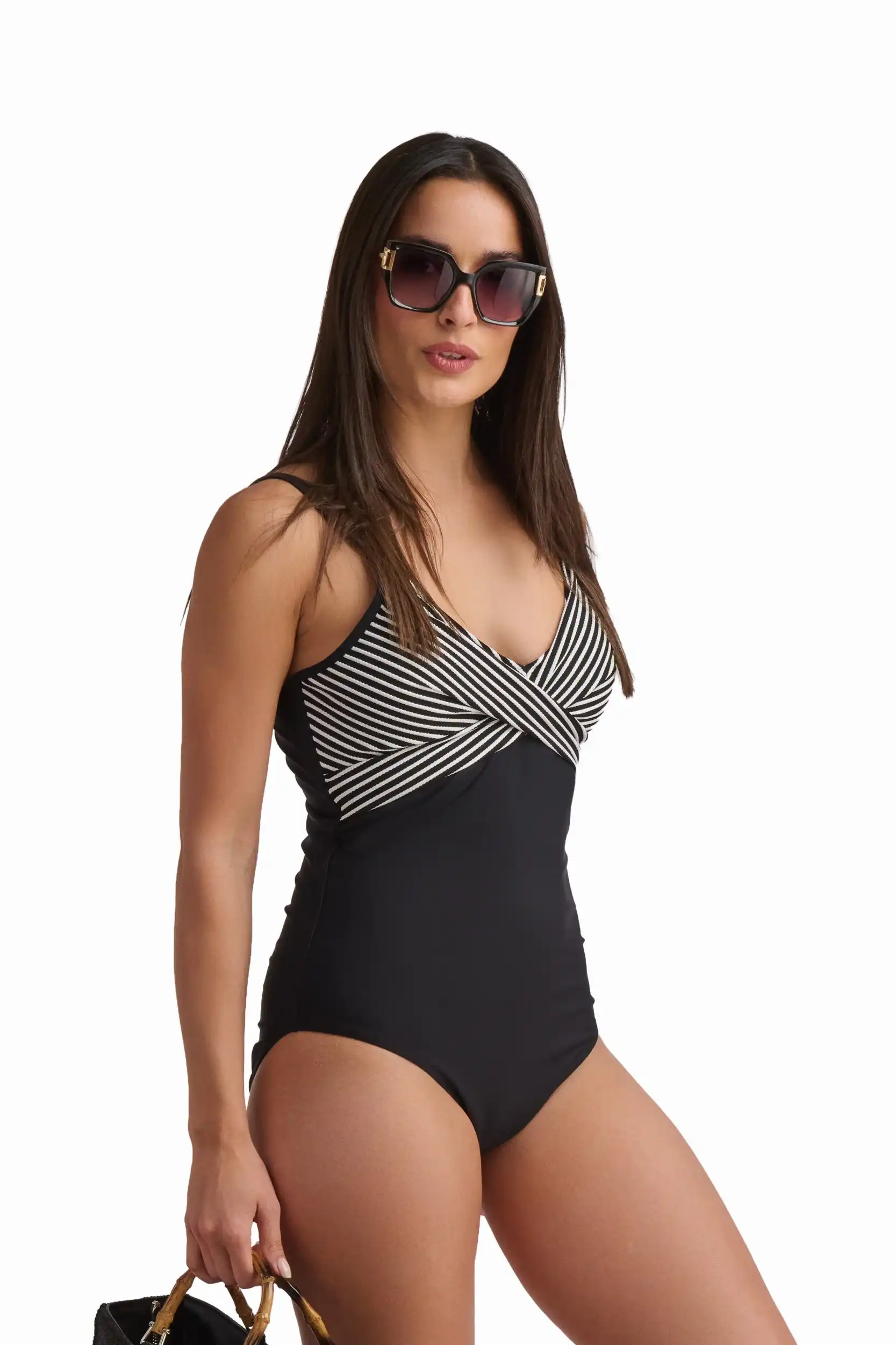 Striped Twist-Front One-Piece Swimsuit - Image 4