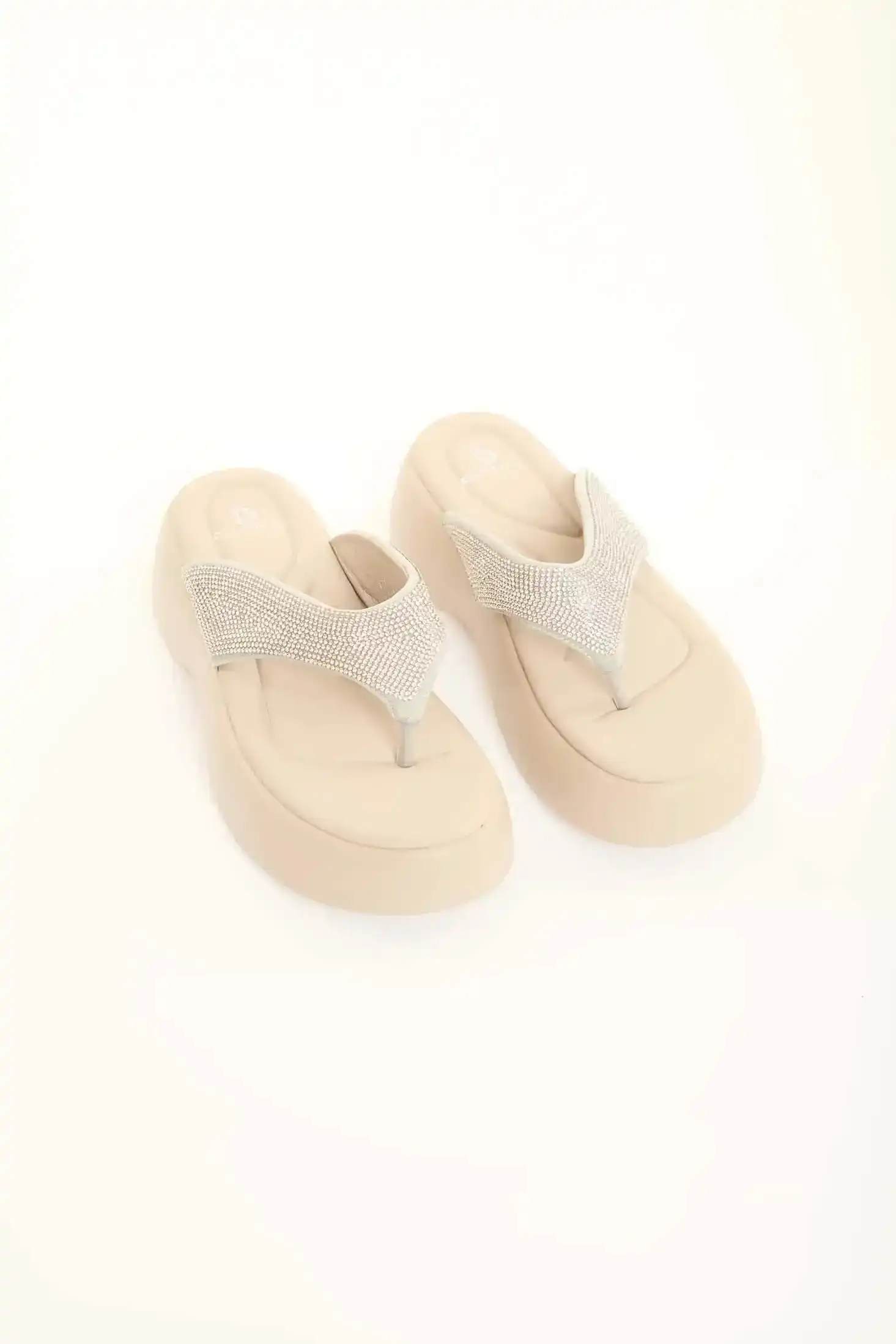 Rhinestone Platform Thong Sandals