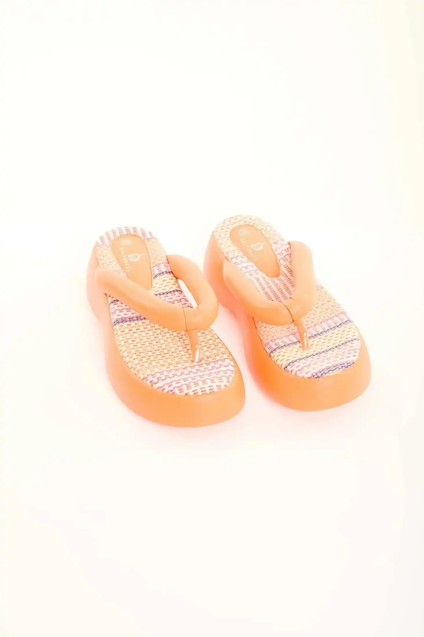 Fabric Insole Platform Thong Sandals