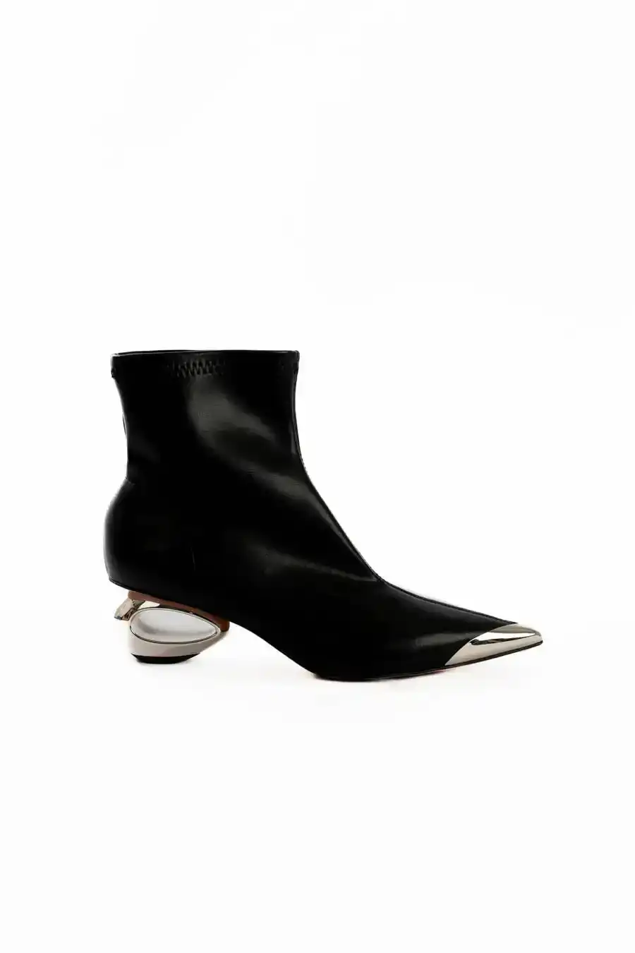 Metallic Front Sculpted Heel Boots - Image 3