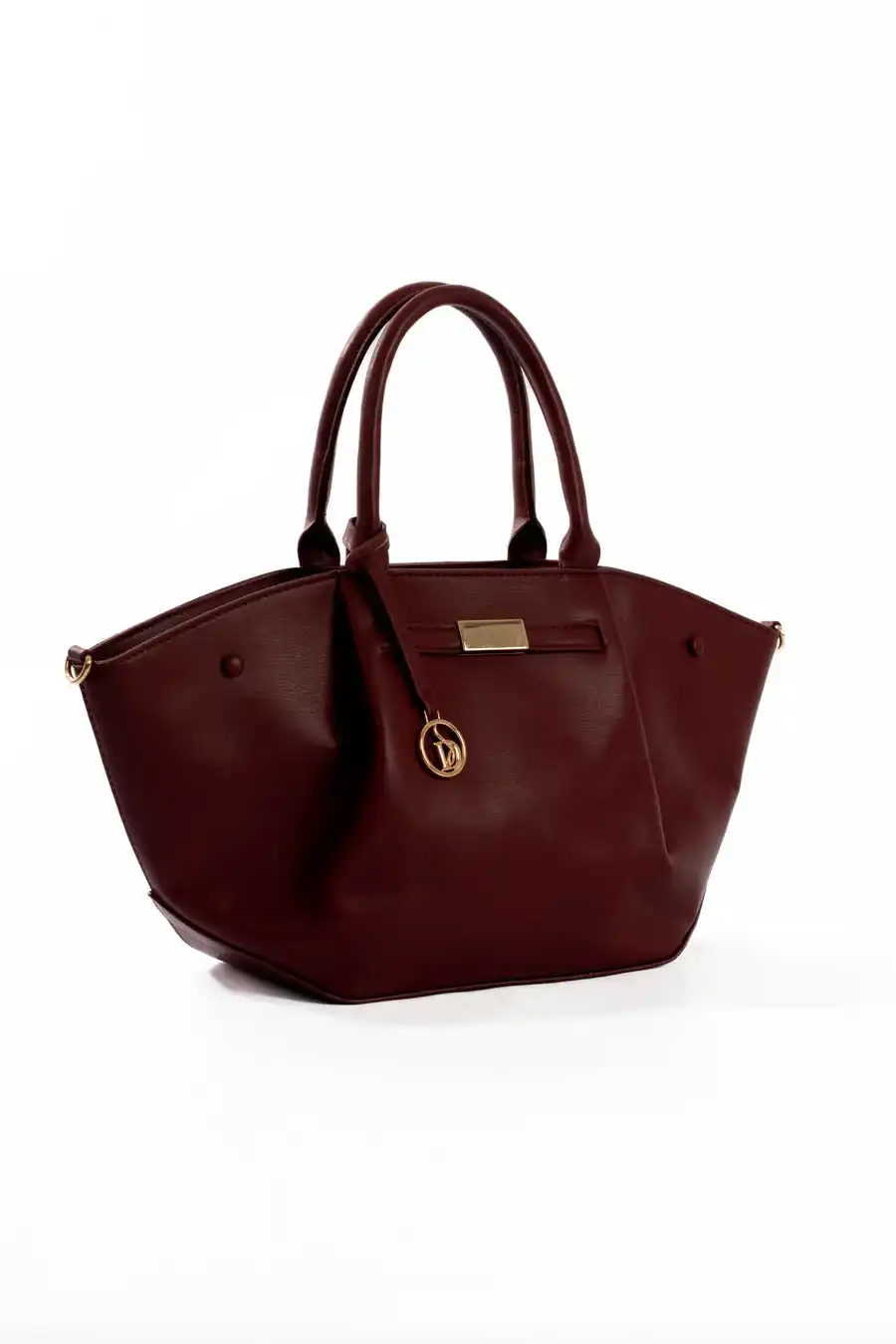 Women’s Burgundy Leather Handbag - Image 2