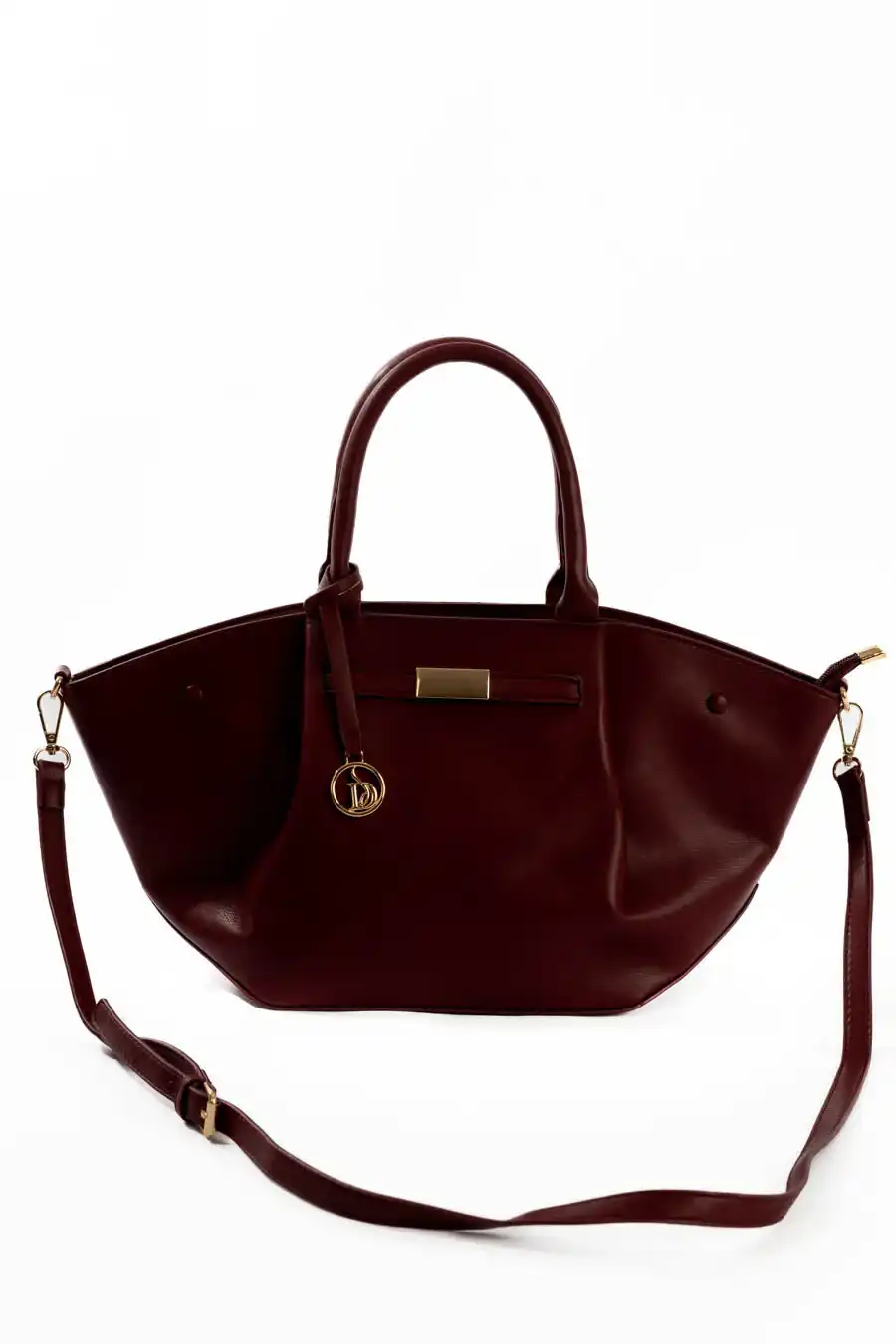 Women’s Burgundy Leather Handbag - Image 3