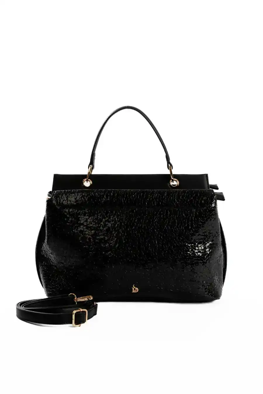 Single Compartment Shiny Top-Handle Bag - Image 4