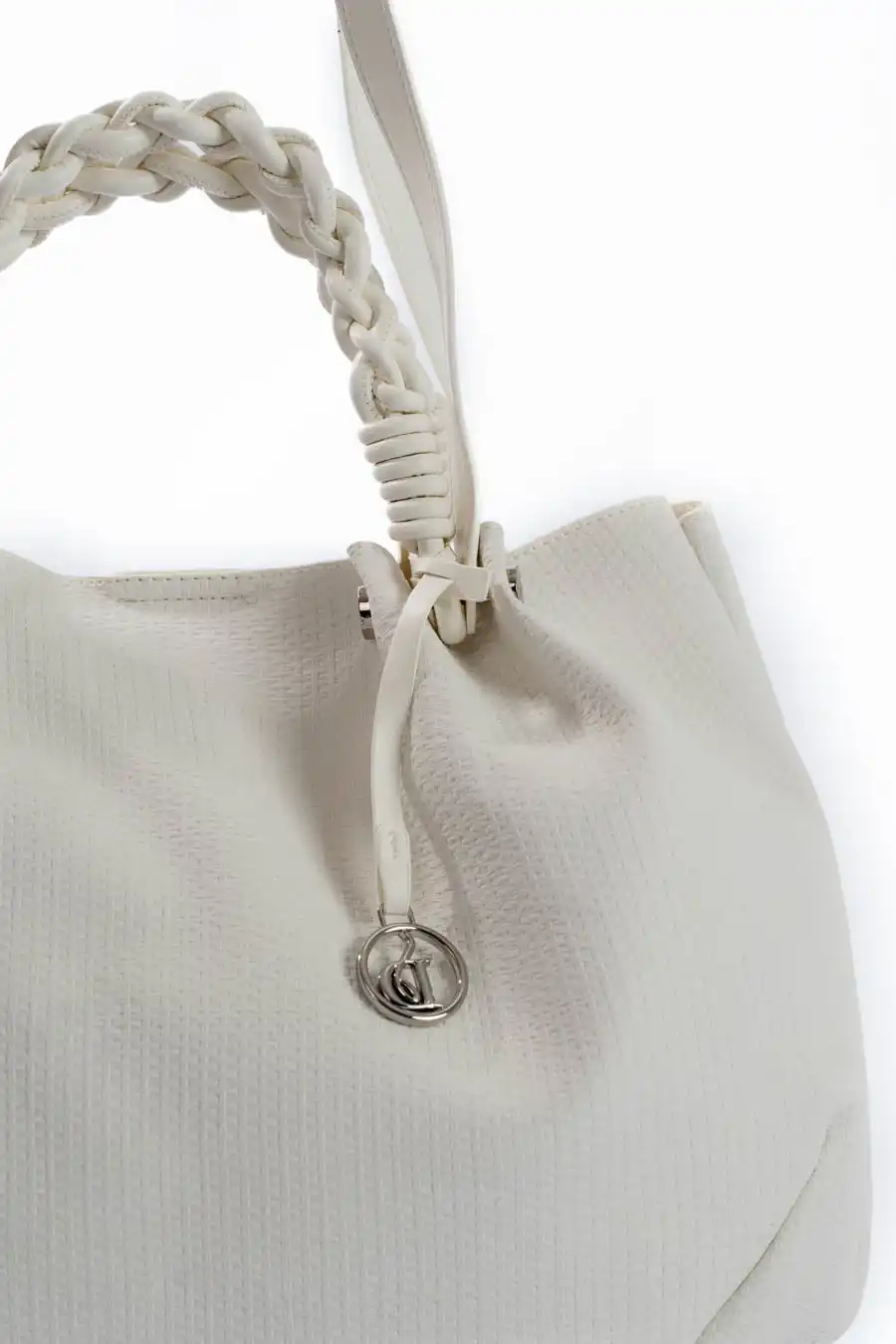 Women’s White Textured Shoulder Bag - Image 2