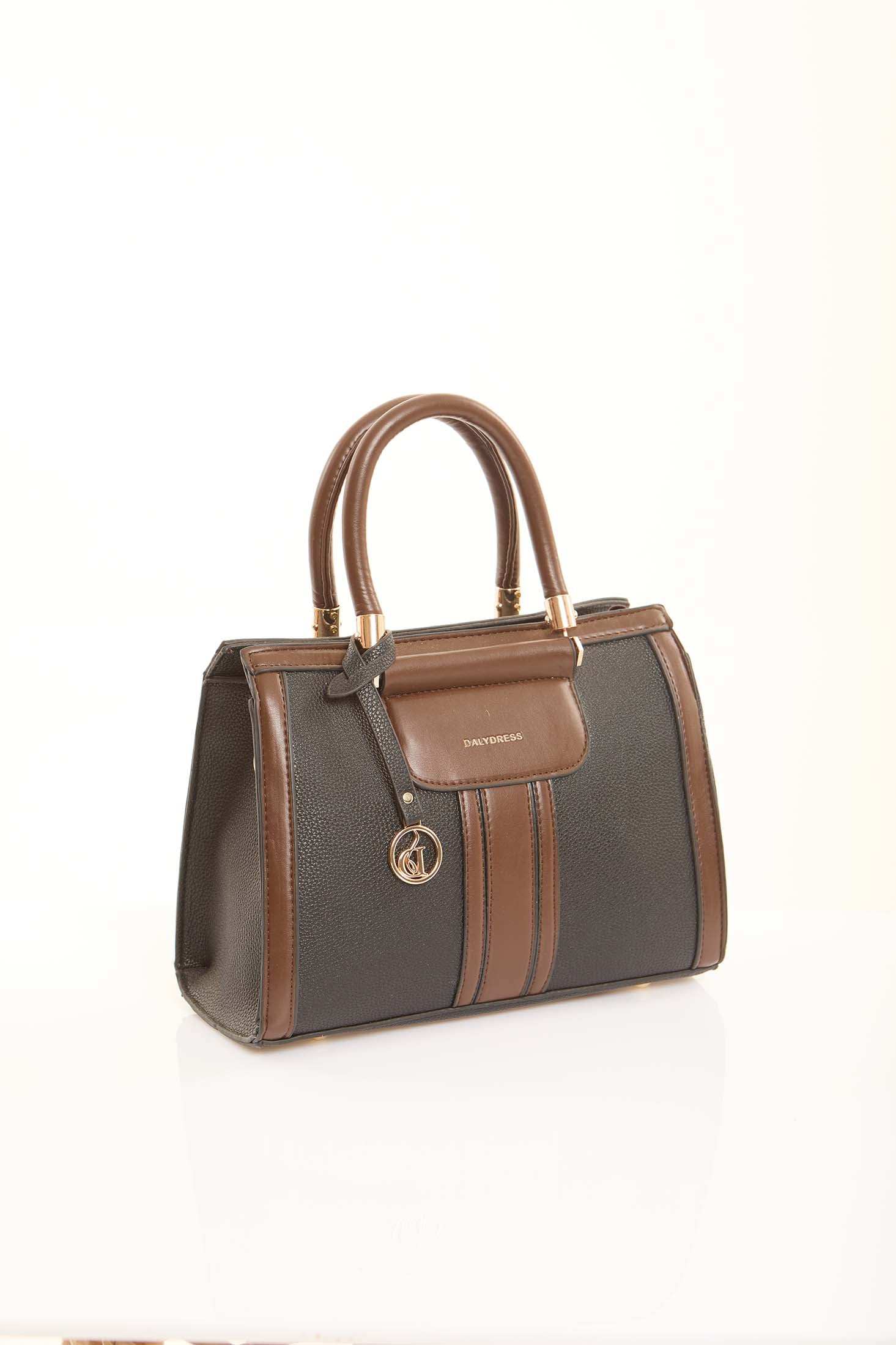 Graphite & Cognac Classic Handbag - Image 2