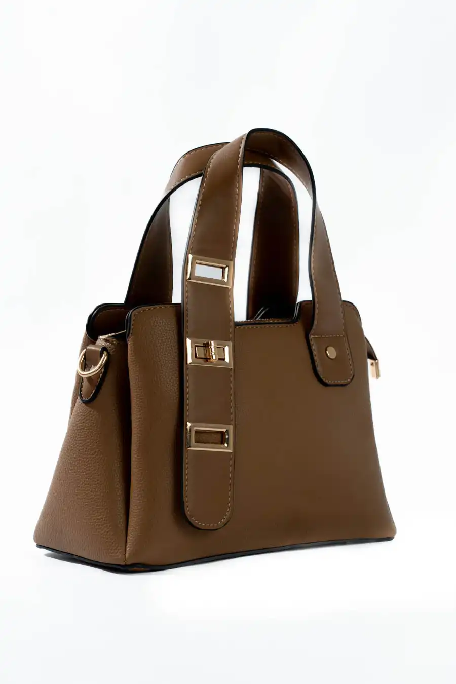 Cognac Structured Top-Handle Bag - Image 3