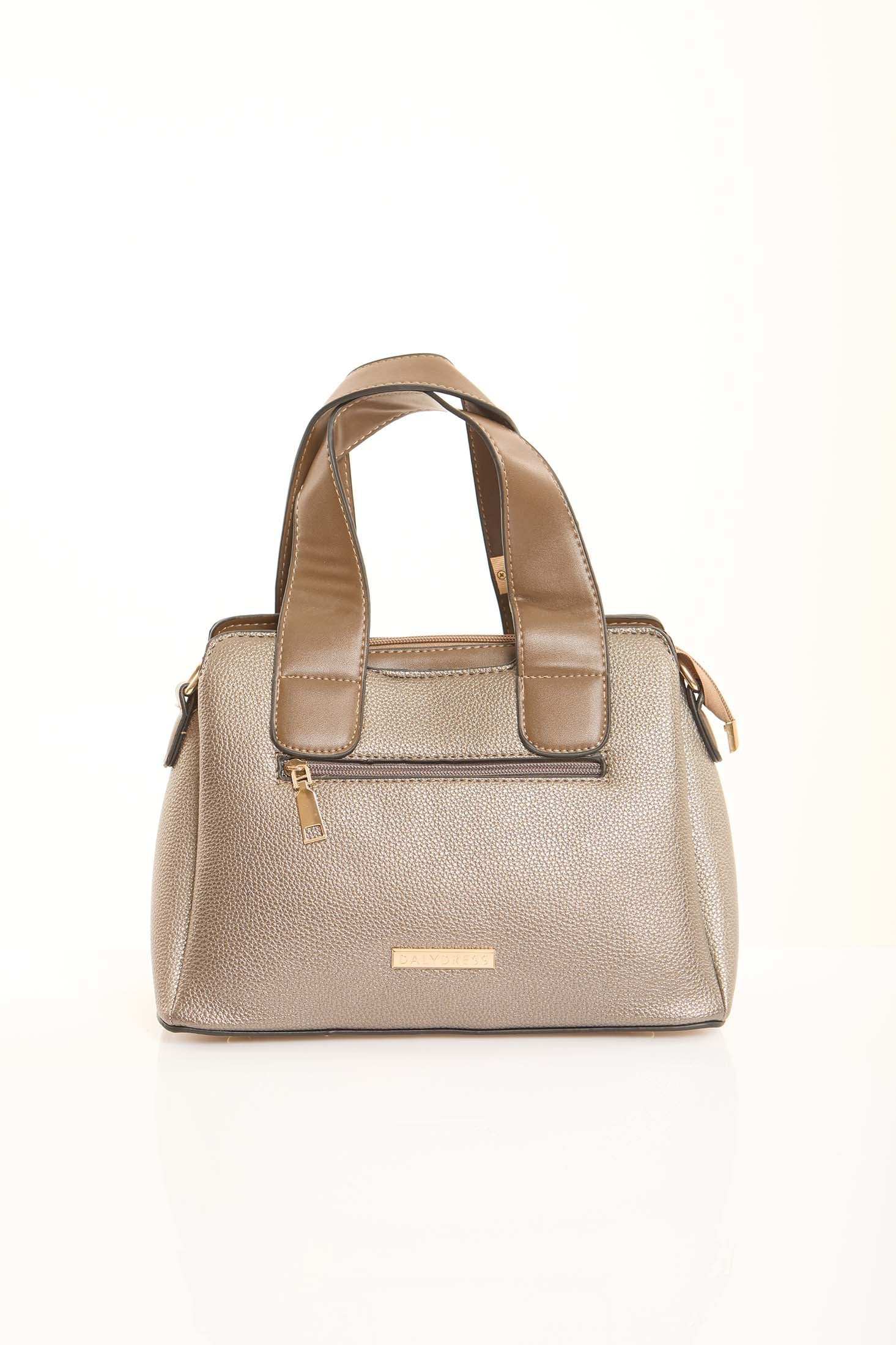 Champagne Textured Top-Handle Bag - Image 4