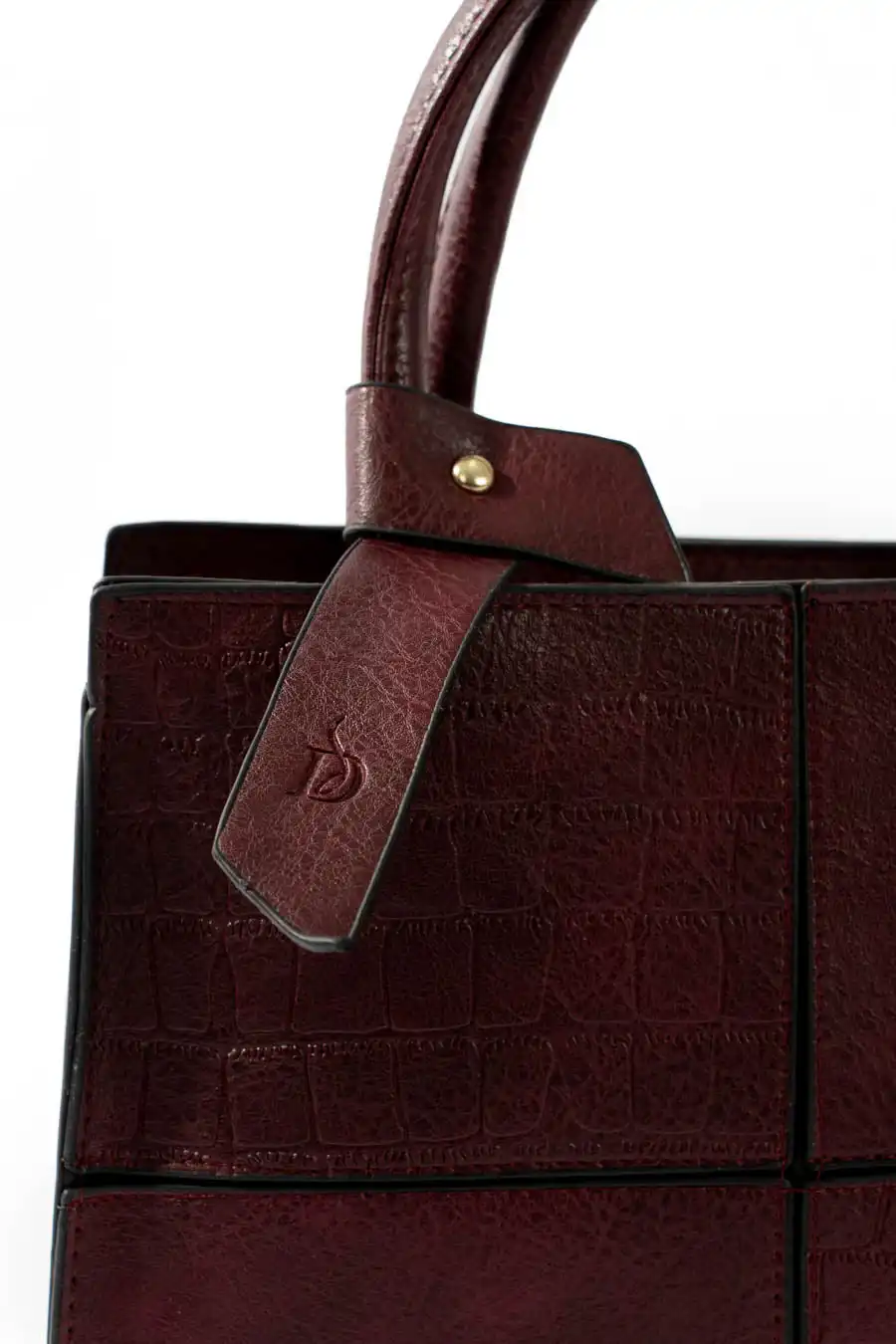 Maroon Structured Handbag - Image 6