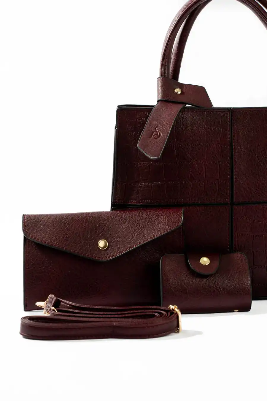 Maroon Structured Handbag - Image 8