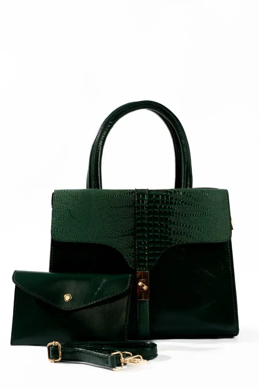 Emerald Croc-Embossed Structured Handbag - Image 5