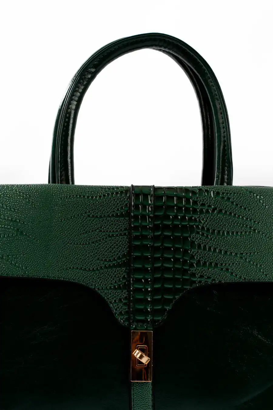 Emerald Croc-Embossed Structured Handbag - Image 7