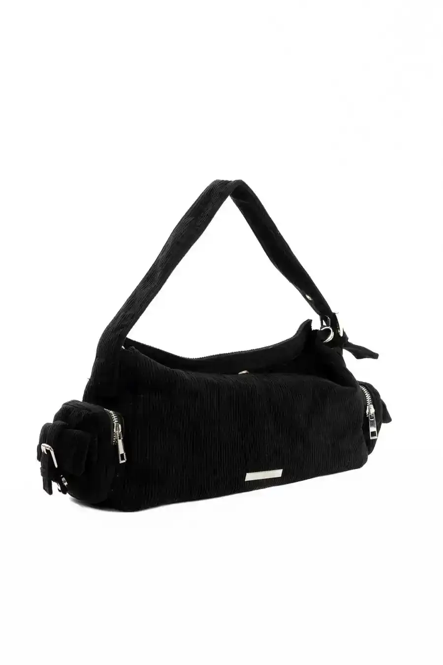 Suede Ribbed Shoulder-Bag with Side Zipped Pockets - Image 4