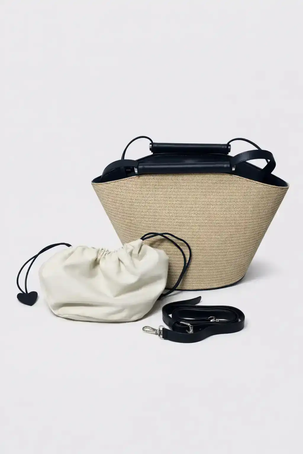 Natural Texture Structured Bag with Black Details