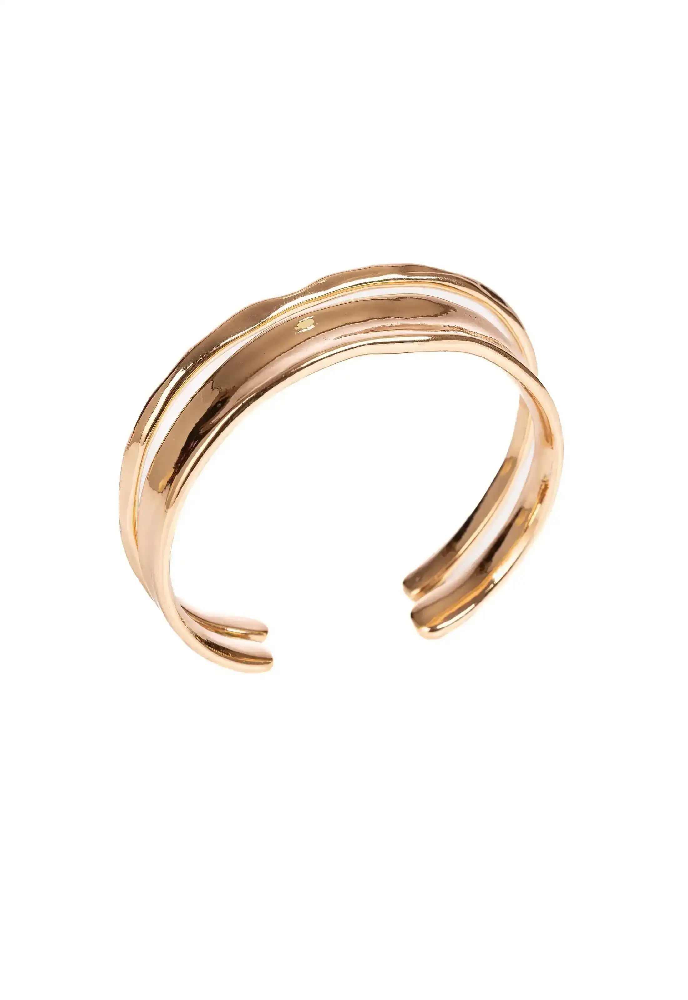 Minimalist Overlapping Open Cuff Bracelet - Image 3