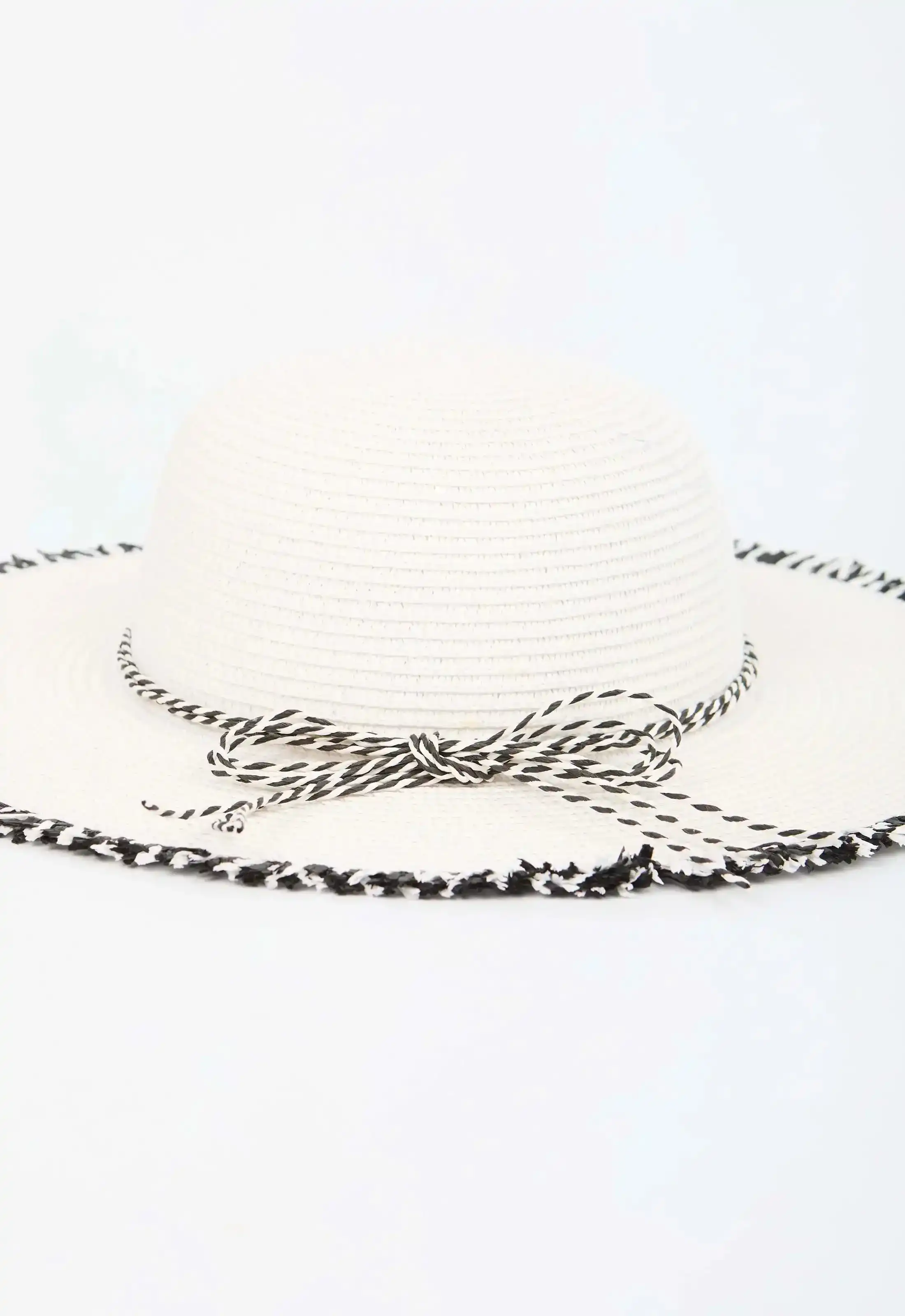 Two-Tone Brim Hat with Decorative Braids - Image 3