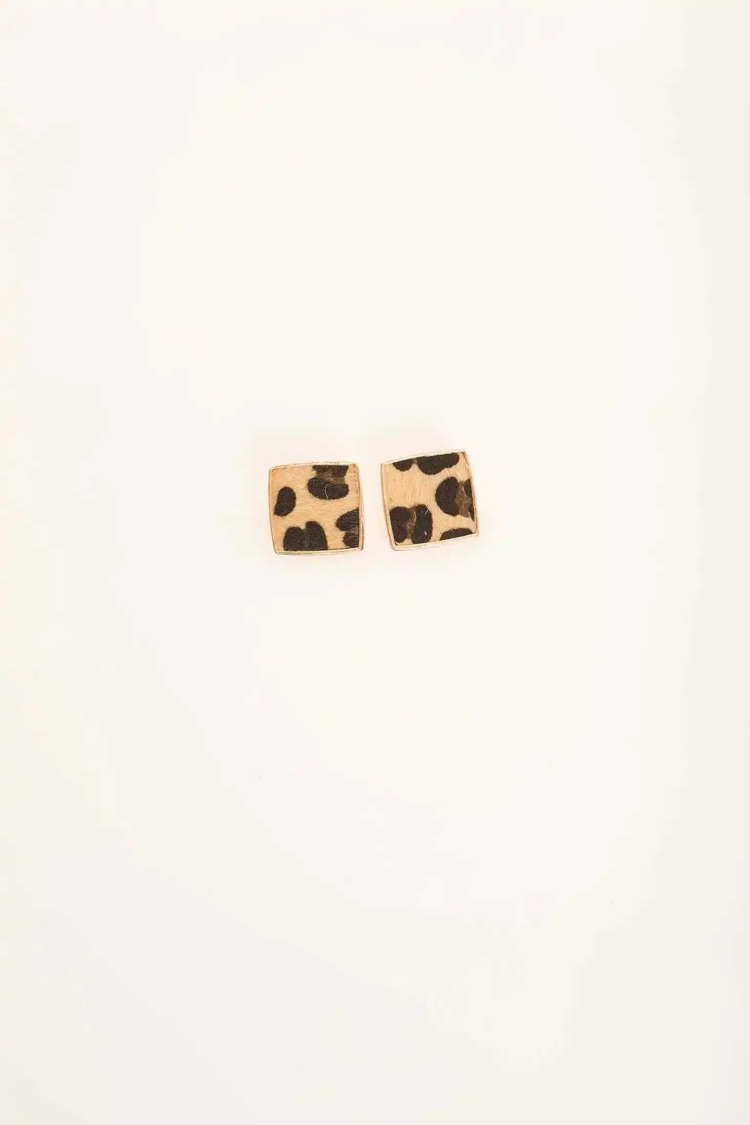 Square Leopard Print Stud Earrings