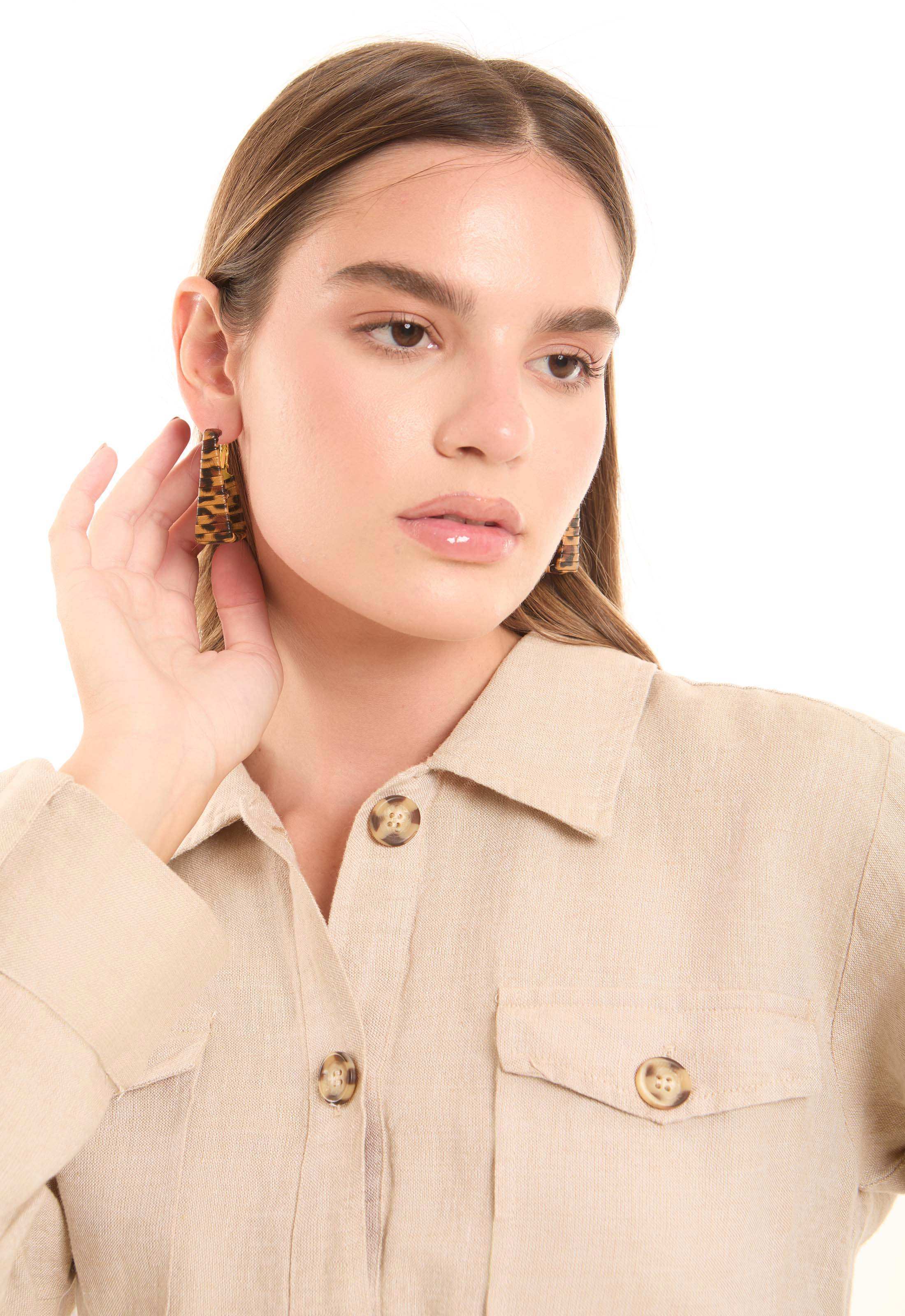 Woven Pattern Drop Earrings - Image 2