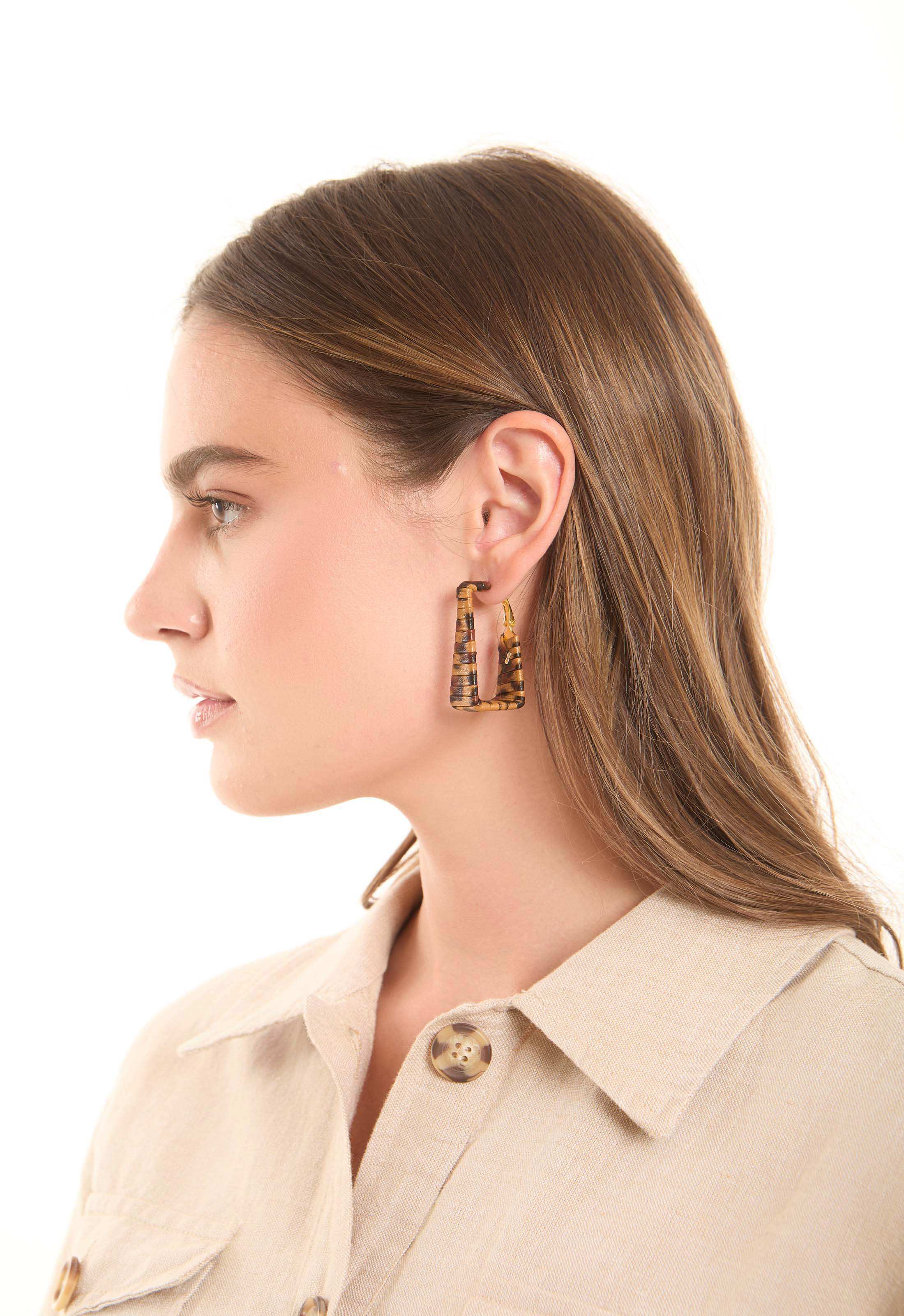 Woven Pattern Drop Earrings - Image 4