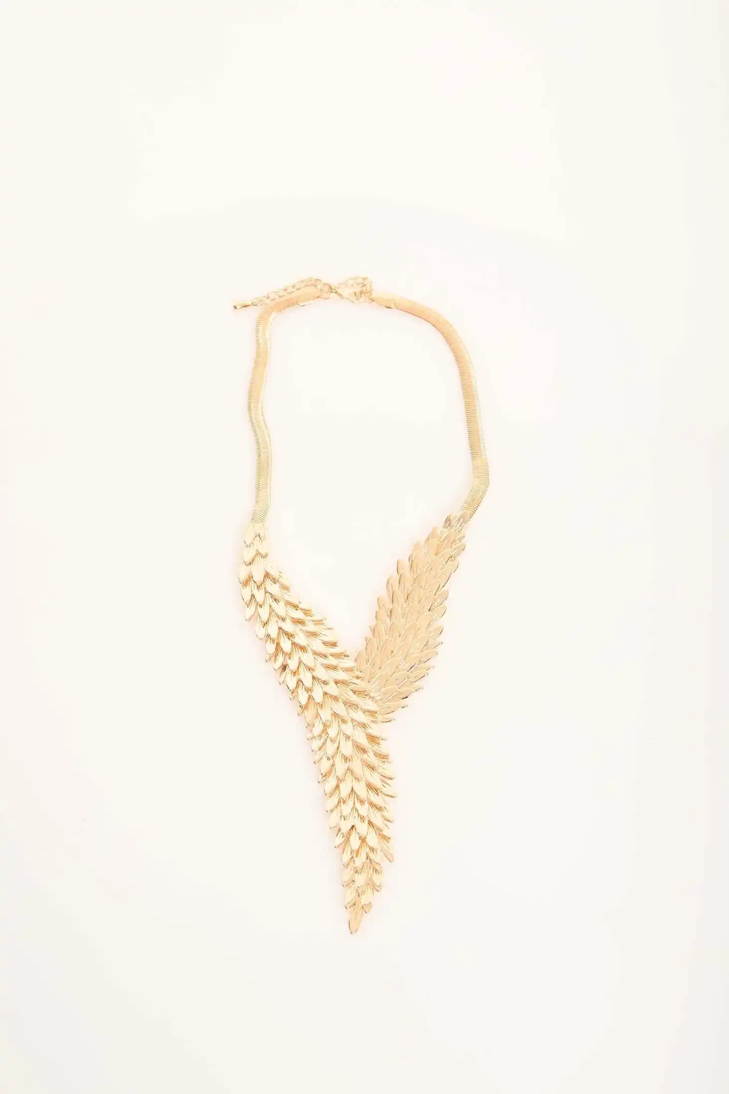 Golden Feather Cascade Necklace
