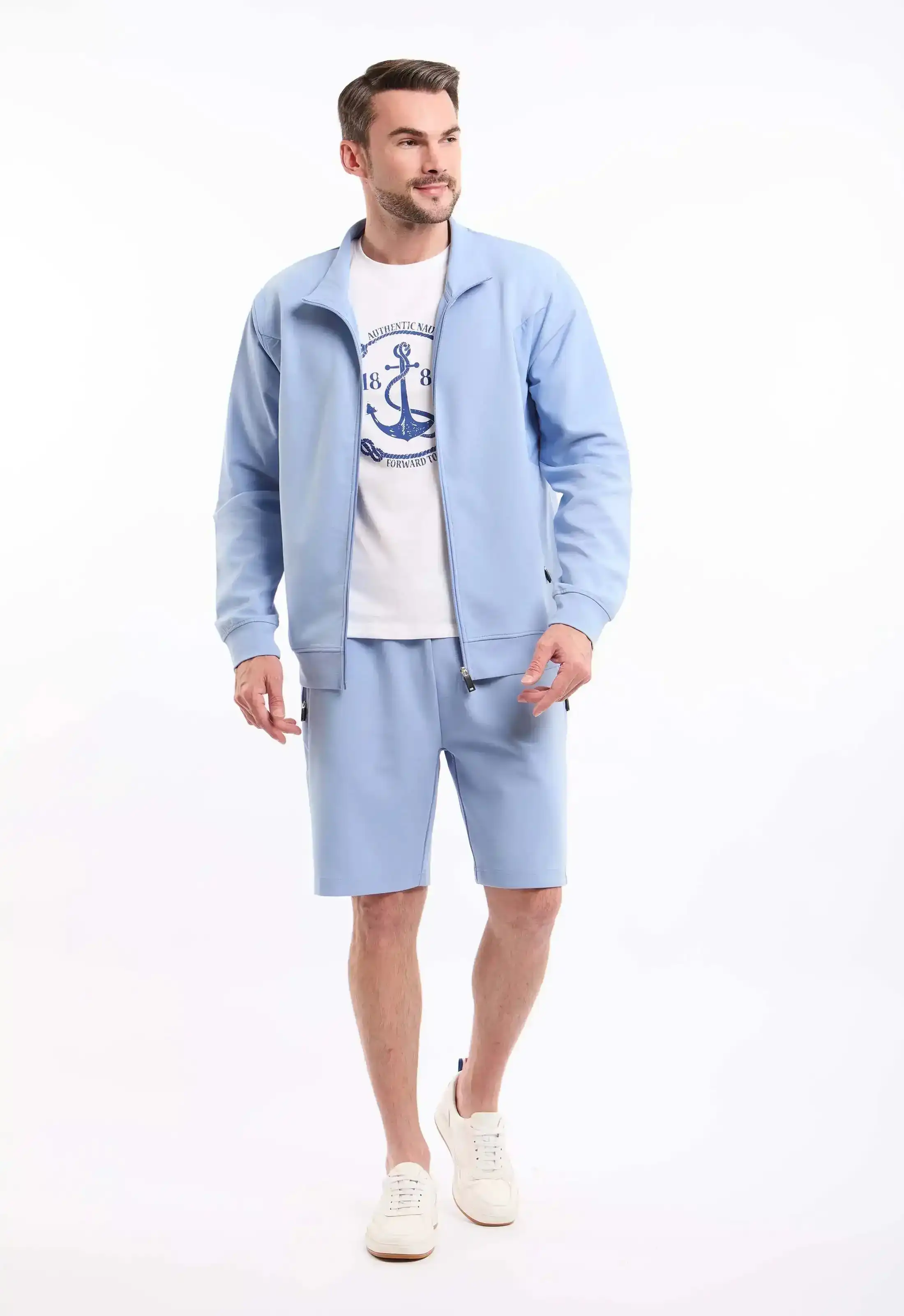 Stand Collar Zipped Solid Jacket - Image 4
