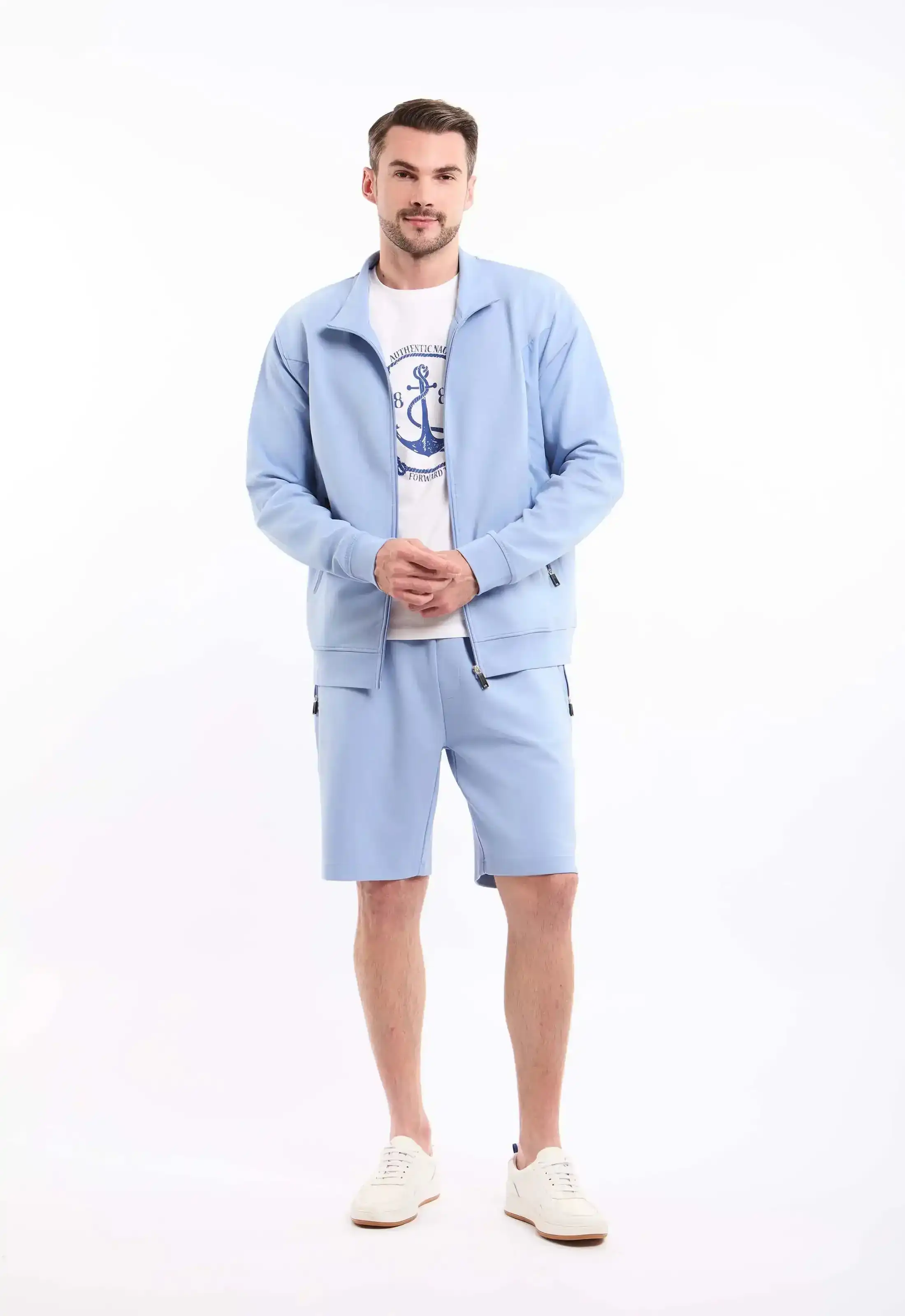 Stand Collar Zipped Solid Jacket - Image 5